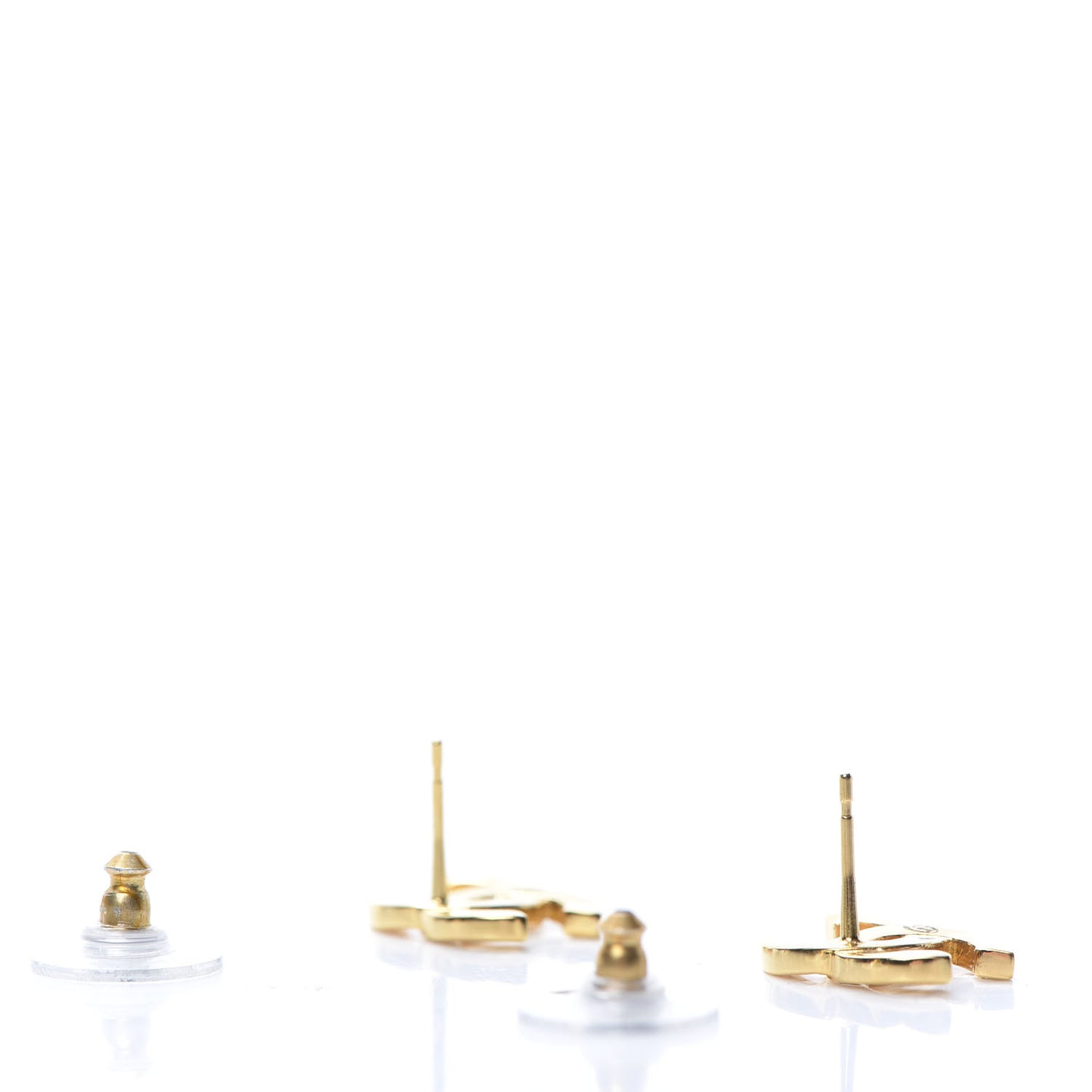 Metal CC Paris Button Stud Earrings Gold