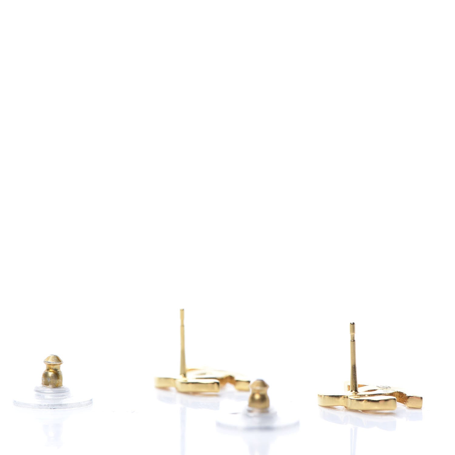 Chanel Metal CC Paris Button Stud Earrings Gold 3 of 5
