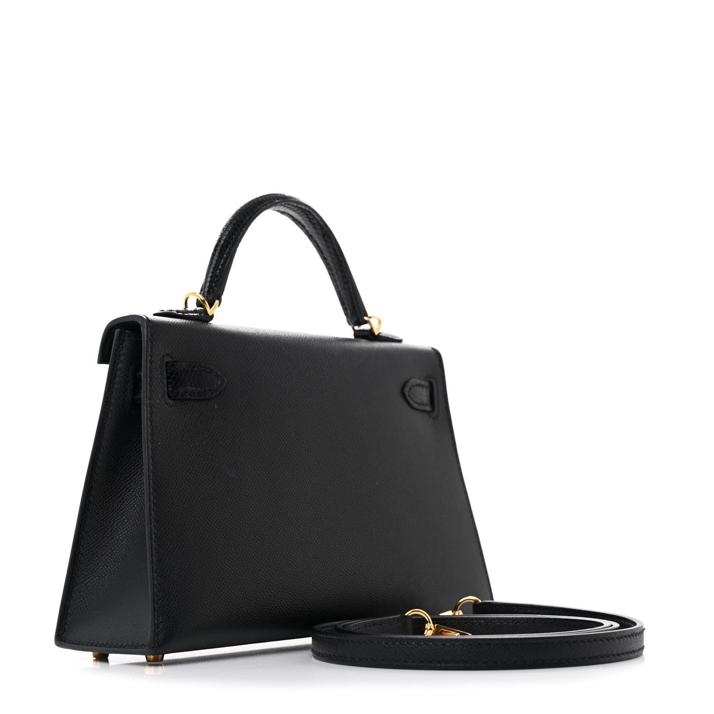 Madame Calfskin Lizard Mini Kelly Sellier Touch 20 Black
