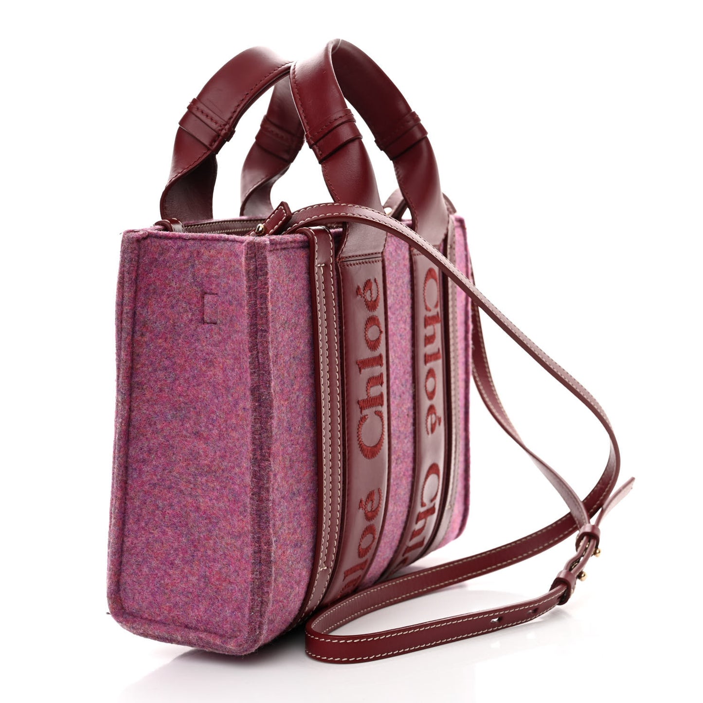 Recycled Felt Calfskin Small Woody Ribbon Tote Striking Purple