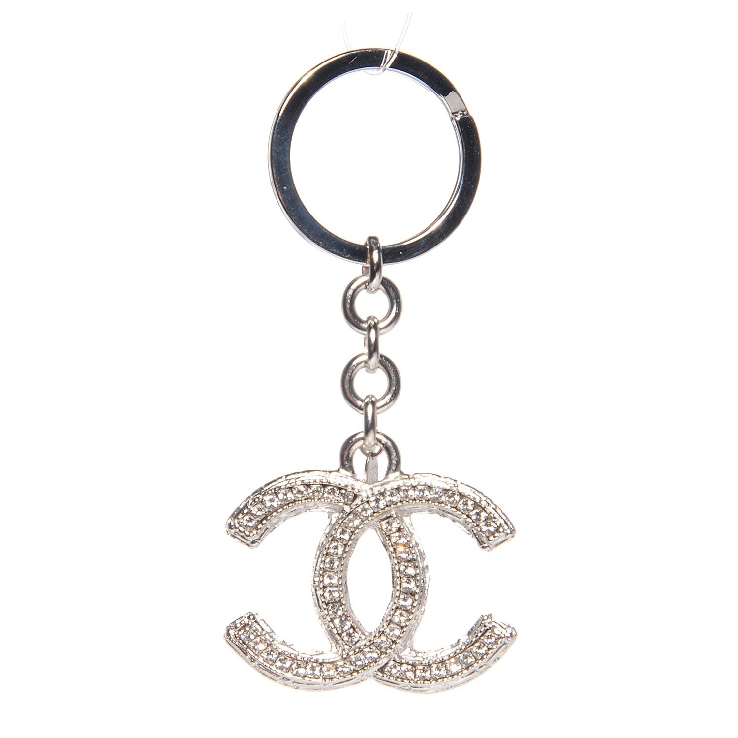 CHANEL シルバー チャーム Chanel Crystal CC Key Chain Silver 94153 – FASHIONPHILE