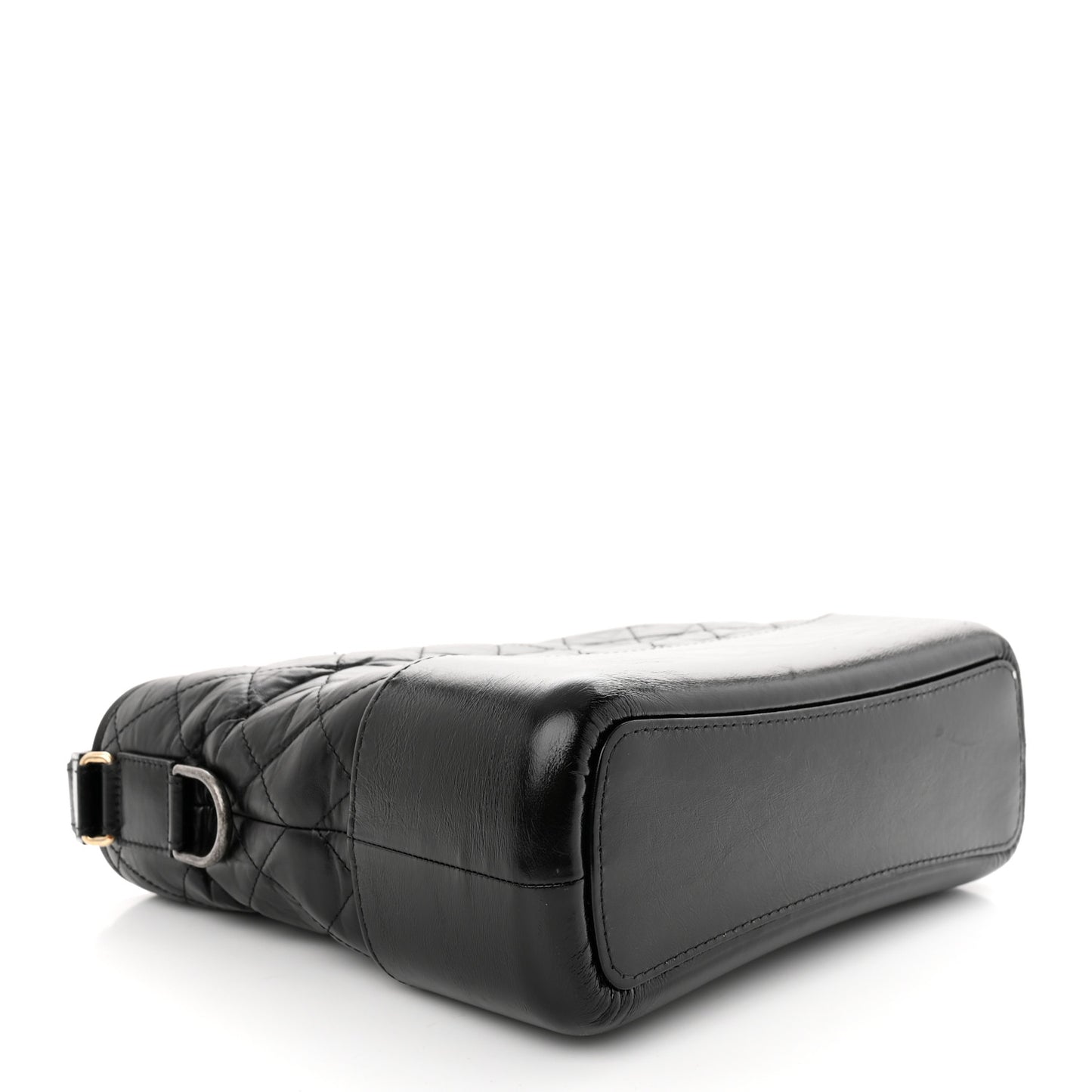 Aged Calfskin Quilted Medium Gabrielle Hobo Black