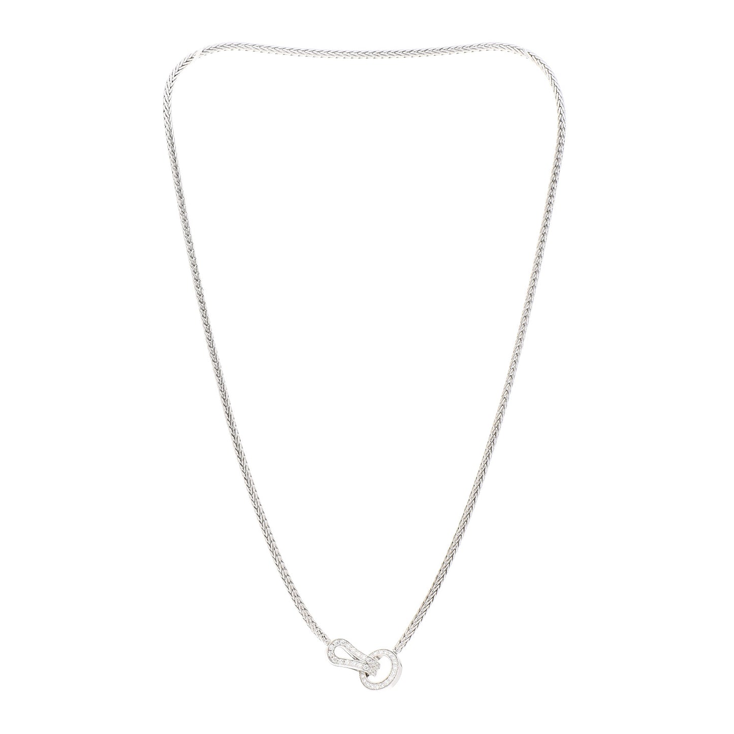 18K White Gold Diamond Agrafe Rope Necklace