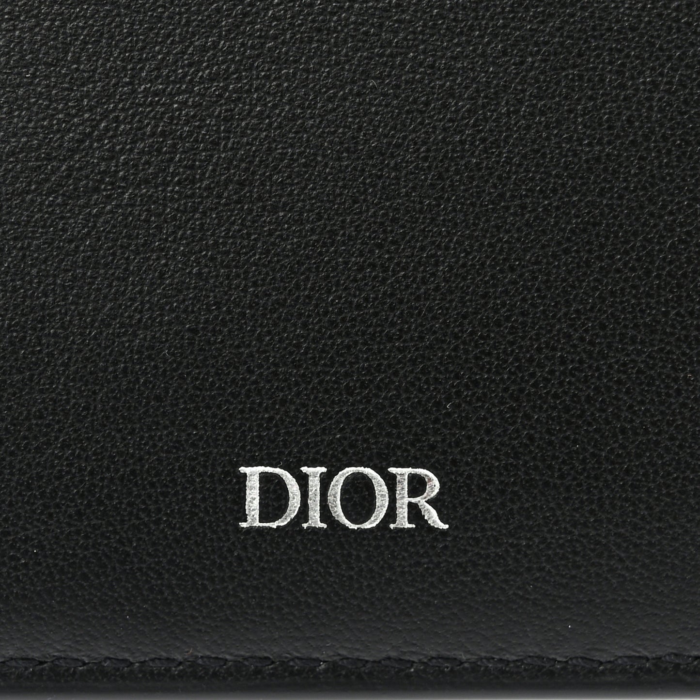 Calfskin Perforated Oblique Bi-Fold Do Galaxy Wallet Black