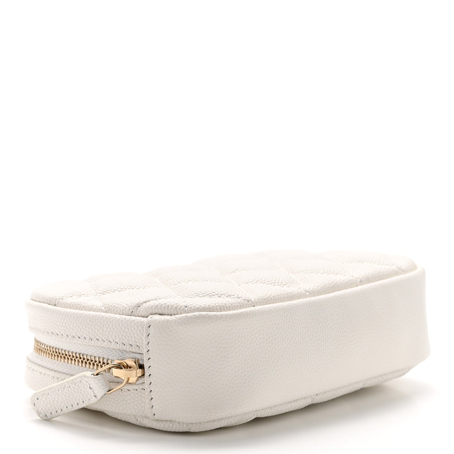 Caviar Quilted Small Curvy Pouch Cosmetic Case White