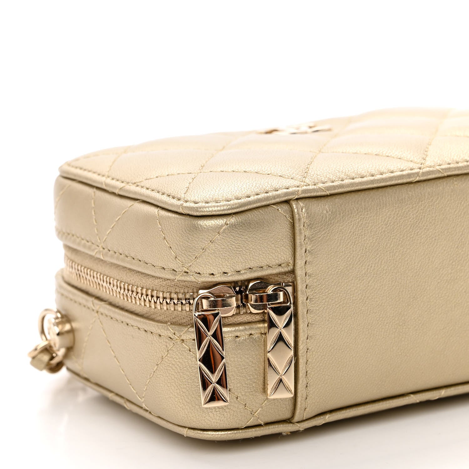 Chanel Metallic Lambskin Quilted Small Top Handle Vanity Case Gold 10 of 11