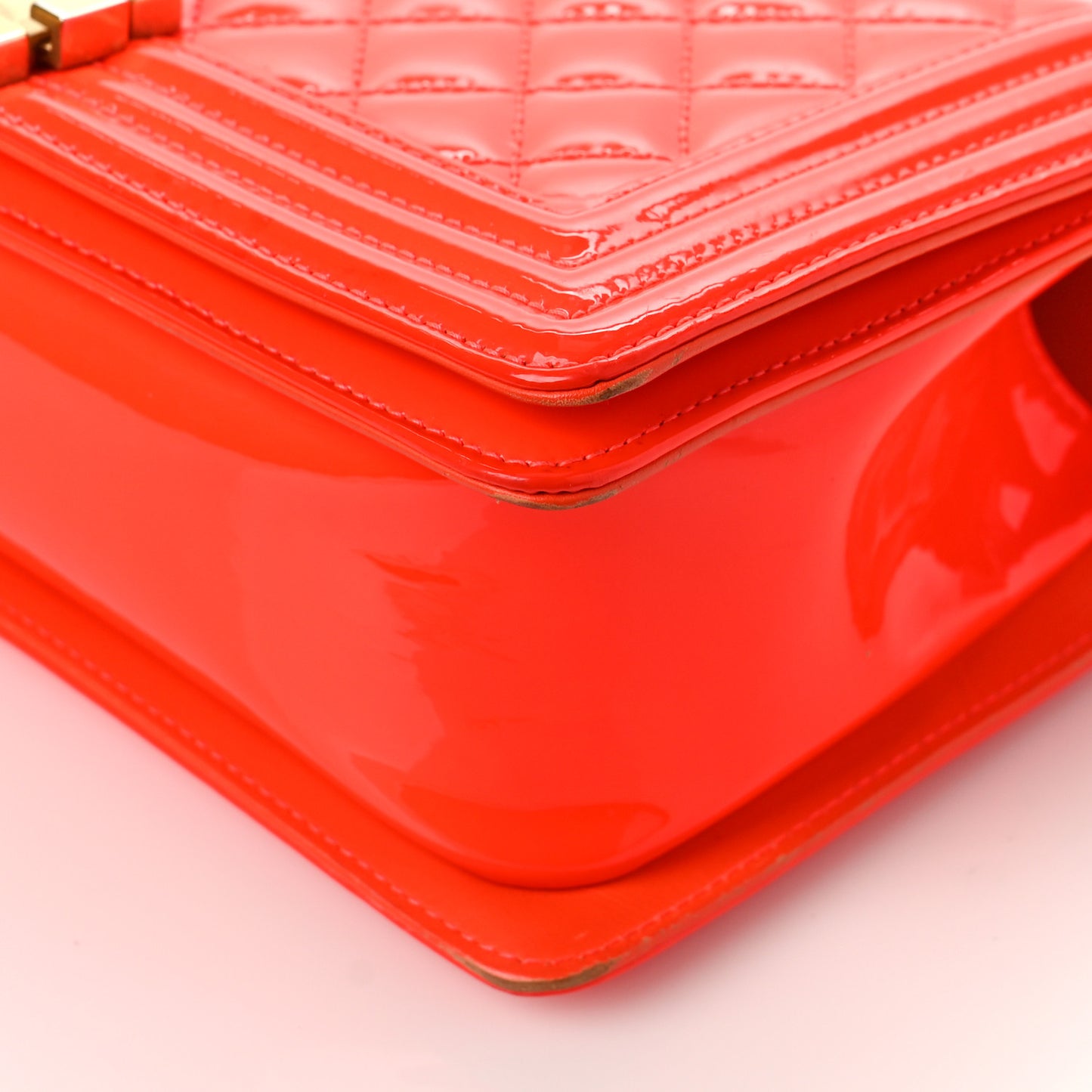 Patent Quilted Medium Boy Flap Orange