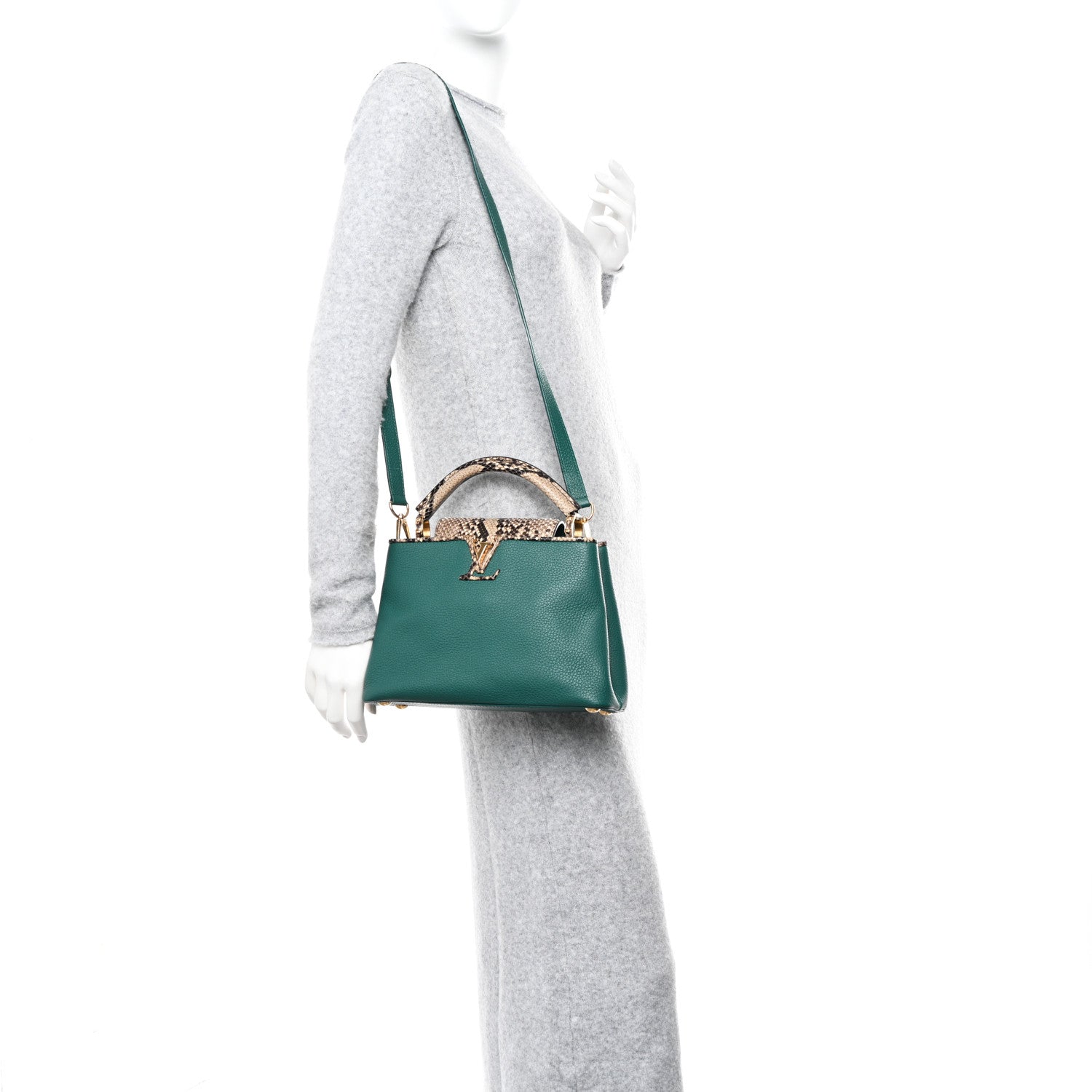Louis Vuitton Taurillon Snakeskin Capucines BB Emerald 2 of 10