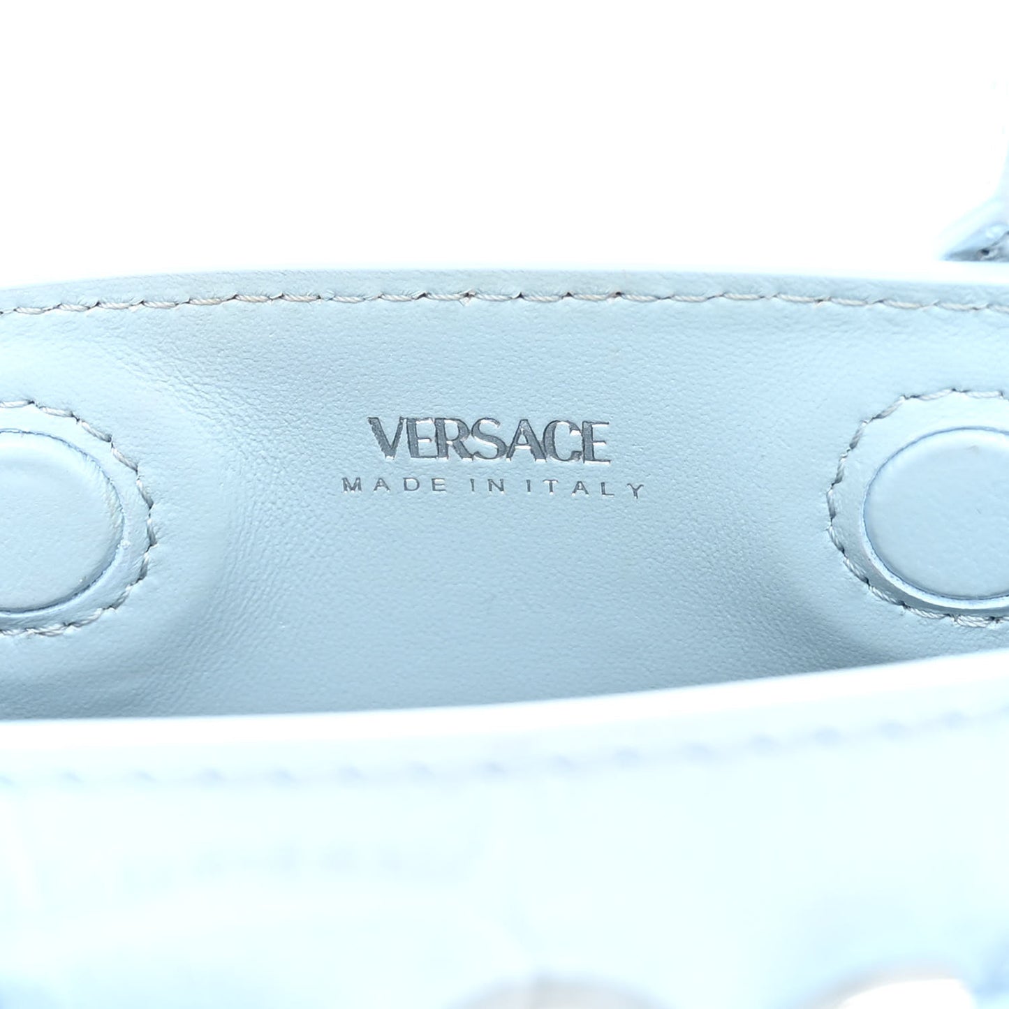 Calfskin Crocodile Embossed Mini Medusa '95 Tote Pastel Blue