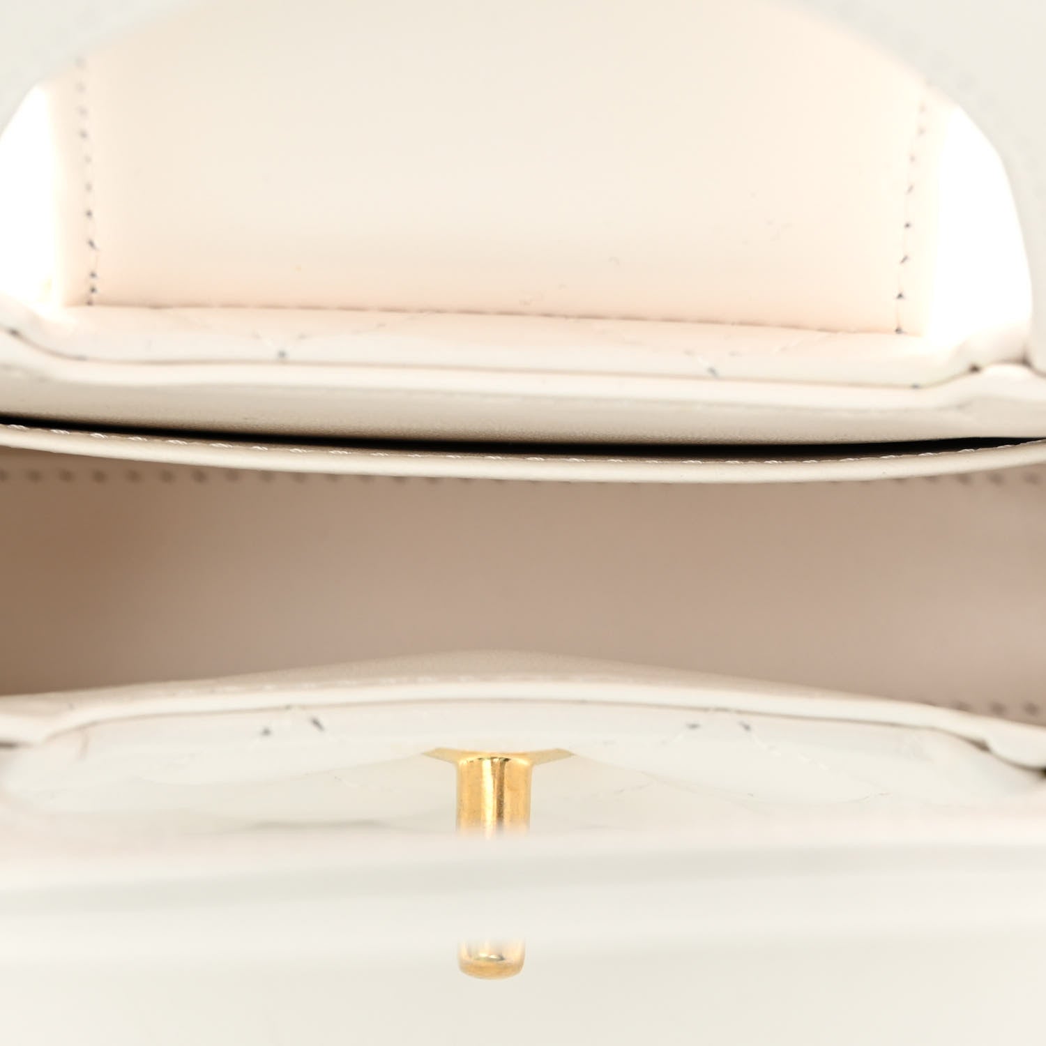 Chanel Shiny Aged Calfskin Quilted Mini Nano Kelly Shopper White 5 of 11