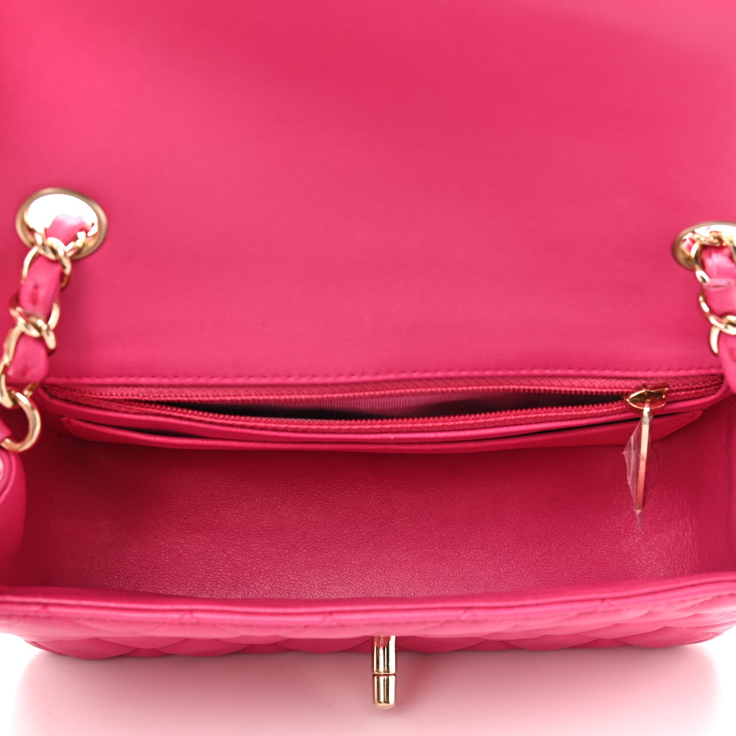Chanel Lambskin Quilted Mini Rectangular Flap Fuchsia 4 of 8