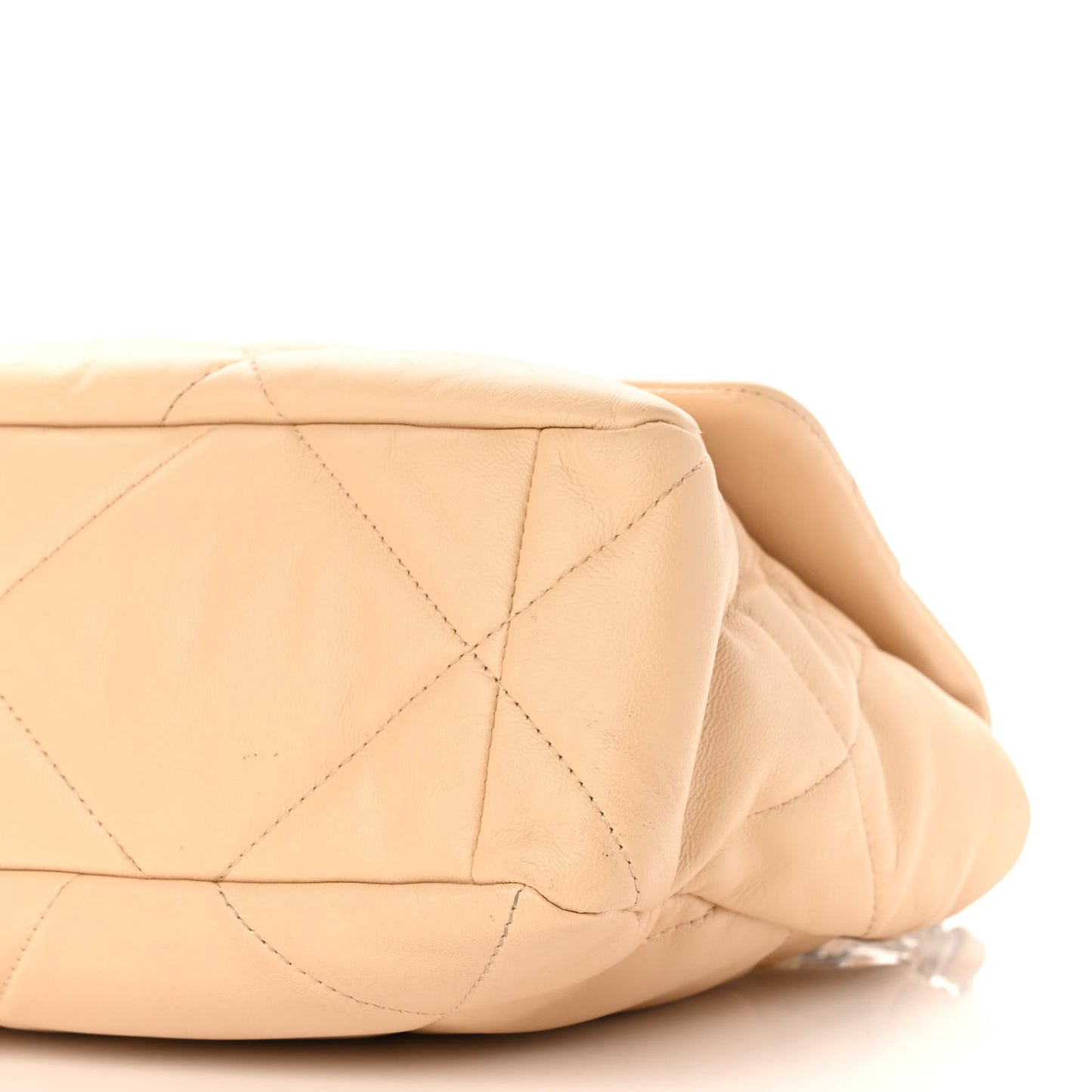 Lambskin Quilted Large Chanel 19 Flap Beige