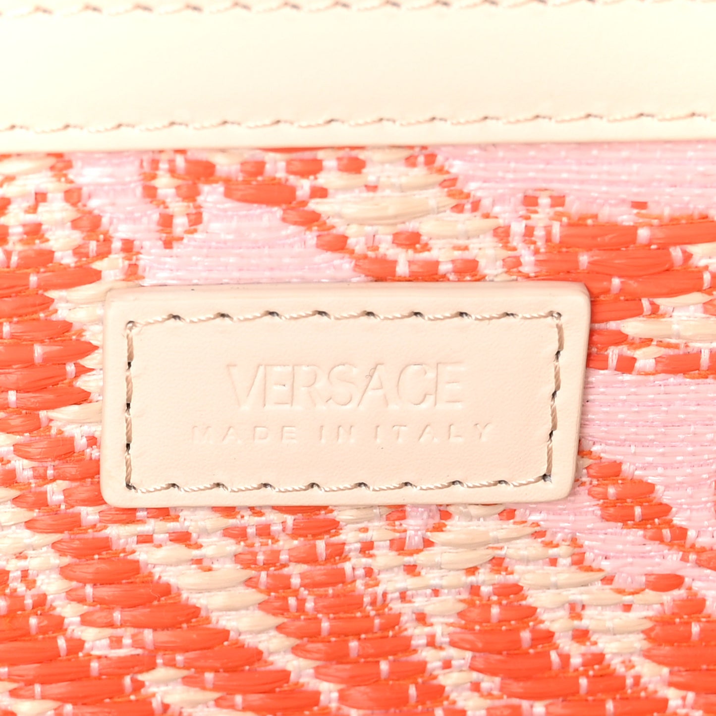 Raffia Barocco Large Athena Tote Coral