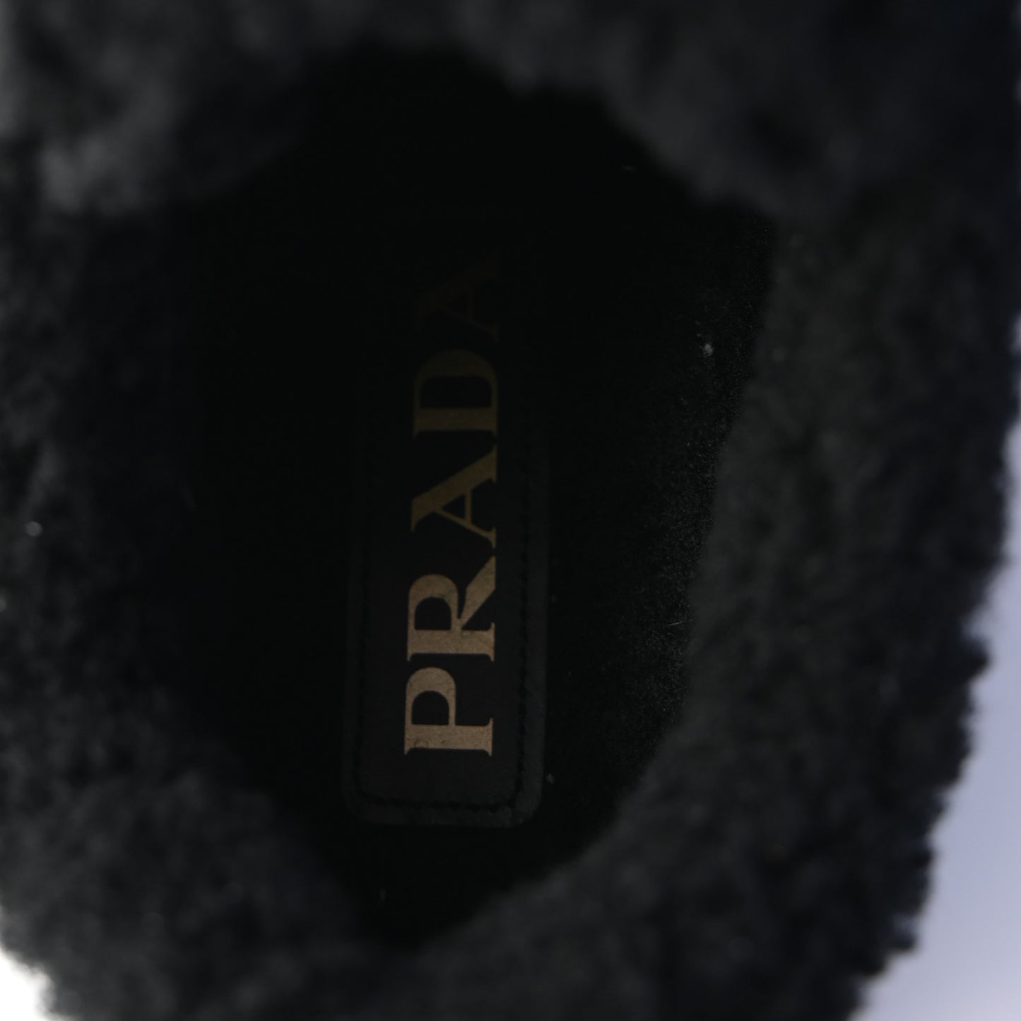Calfskin Shearling Metal Triangle Logo Sneakers 35.5 Black