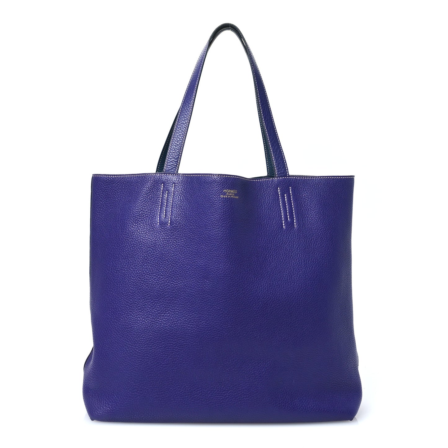 Taurillon Clemence Double Sens 45 Reversible Tote Iris Bleu De Malte
