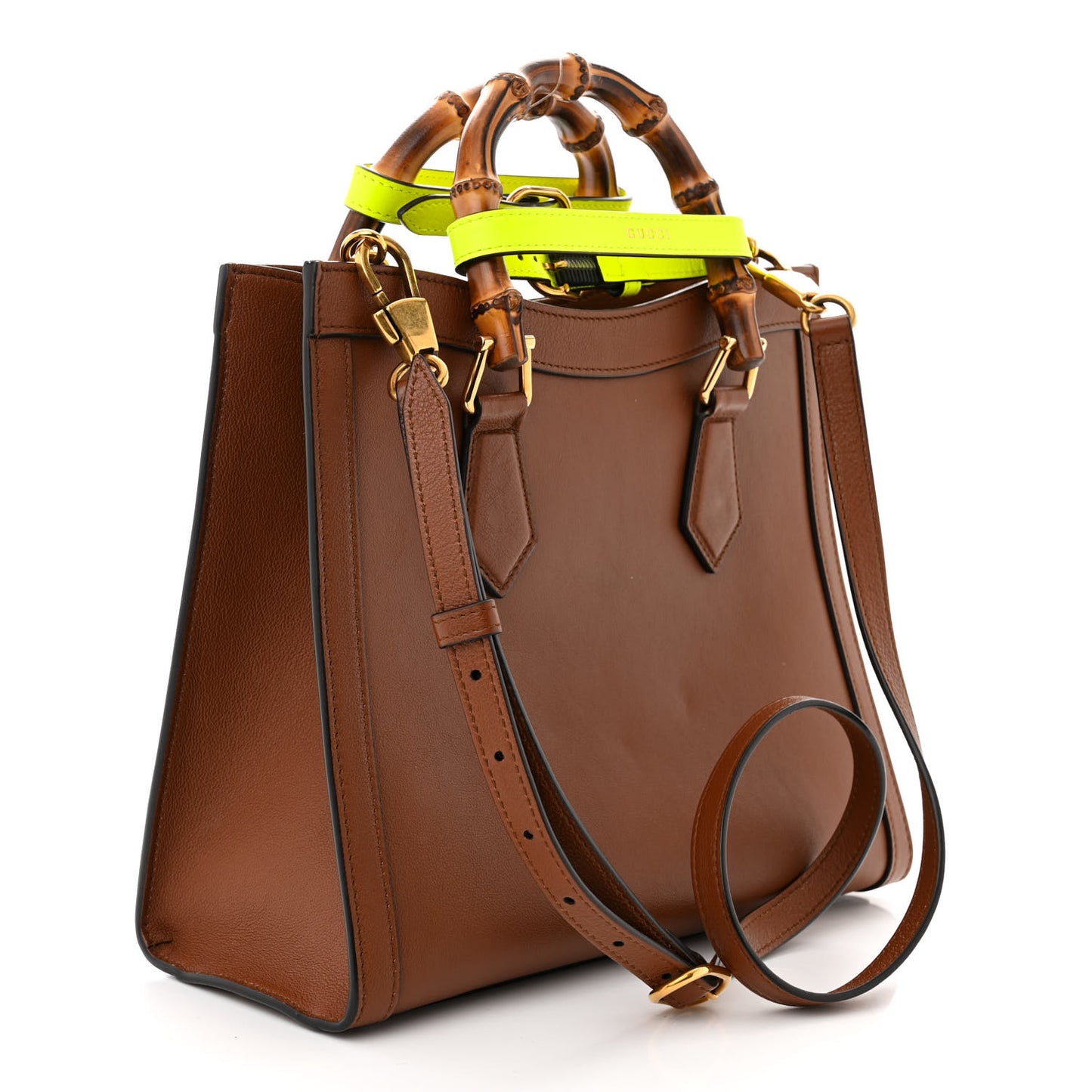 Wonka Grain Calfskin Small Diana Tote Bag Cuir Yellow Fluo