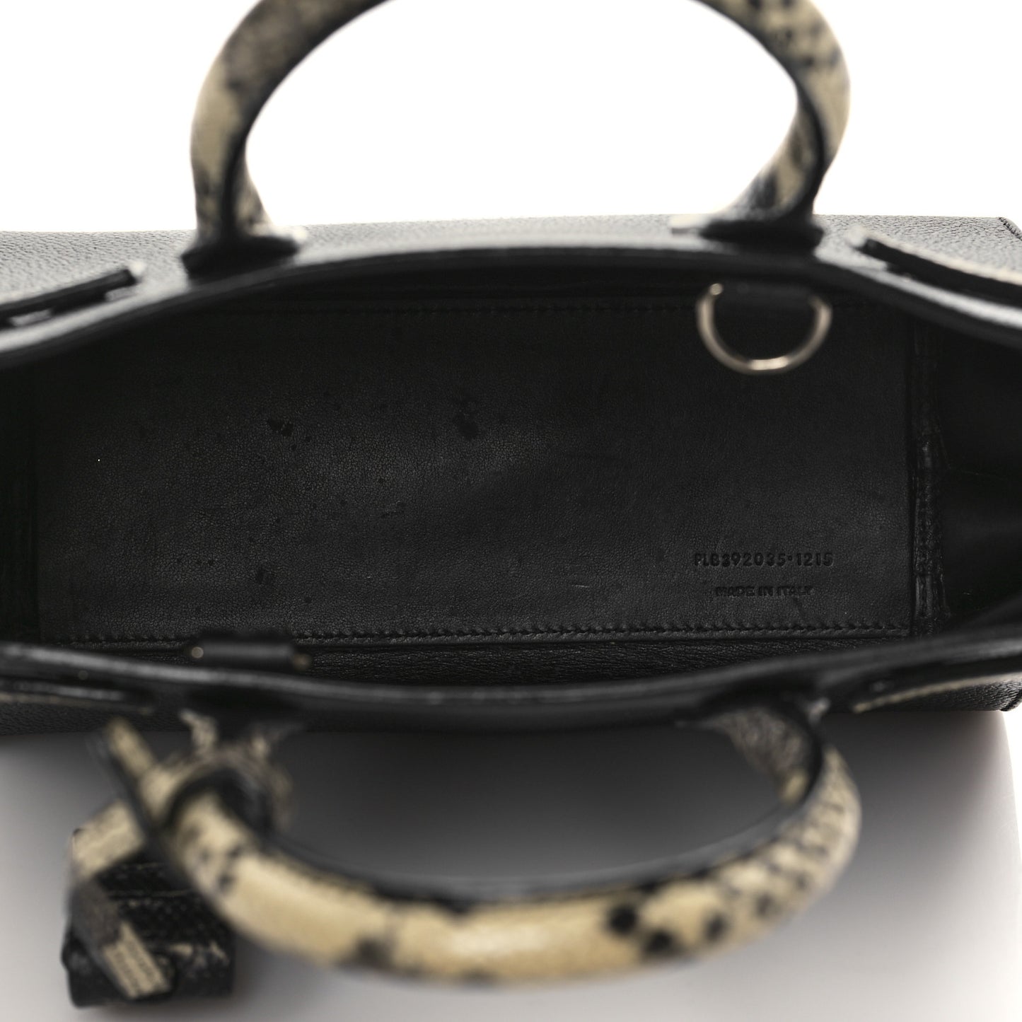 Grained Calfskin Python Embossed Nano Sac De Jour Black