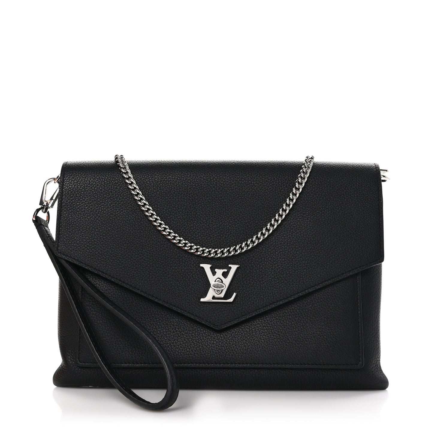 LOUIS VUITTON Soft Calfskin My Lockme Chain Pochette Black