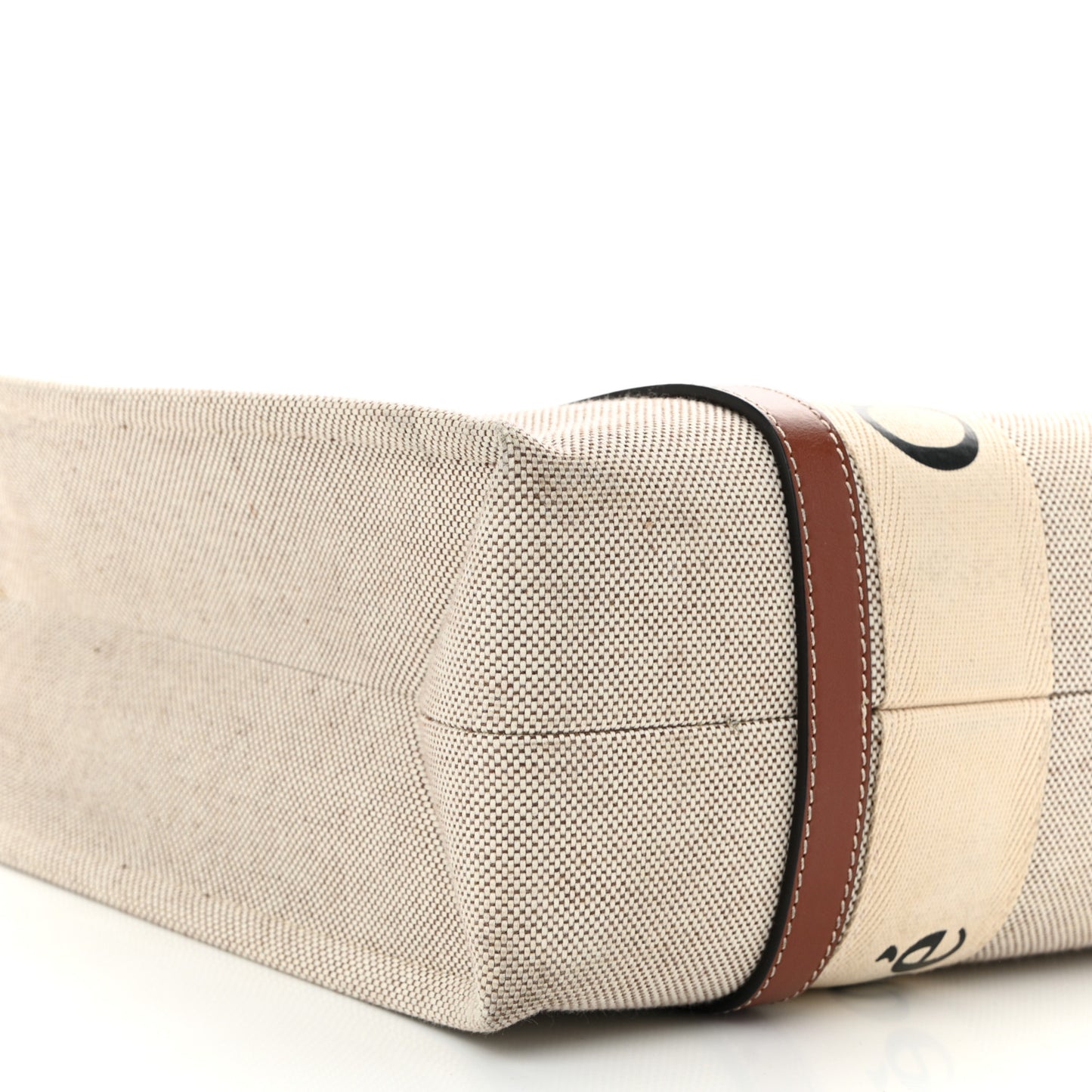 Cotton Calfskin Medium Woody Ribbon Tote White Brown