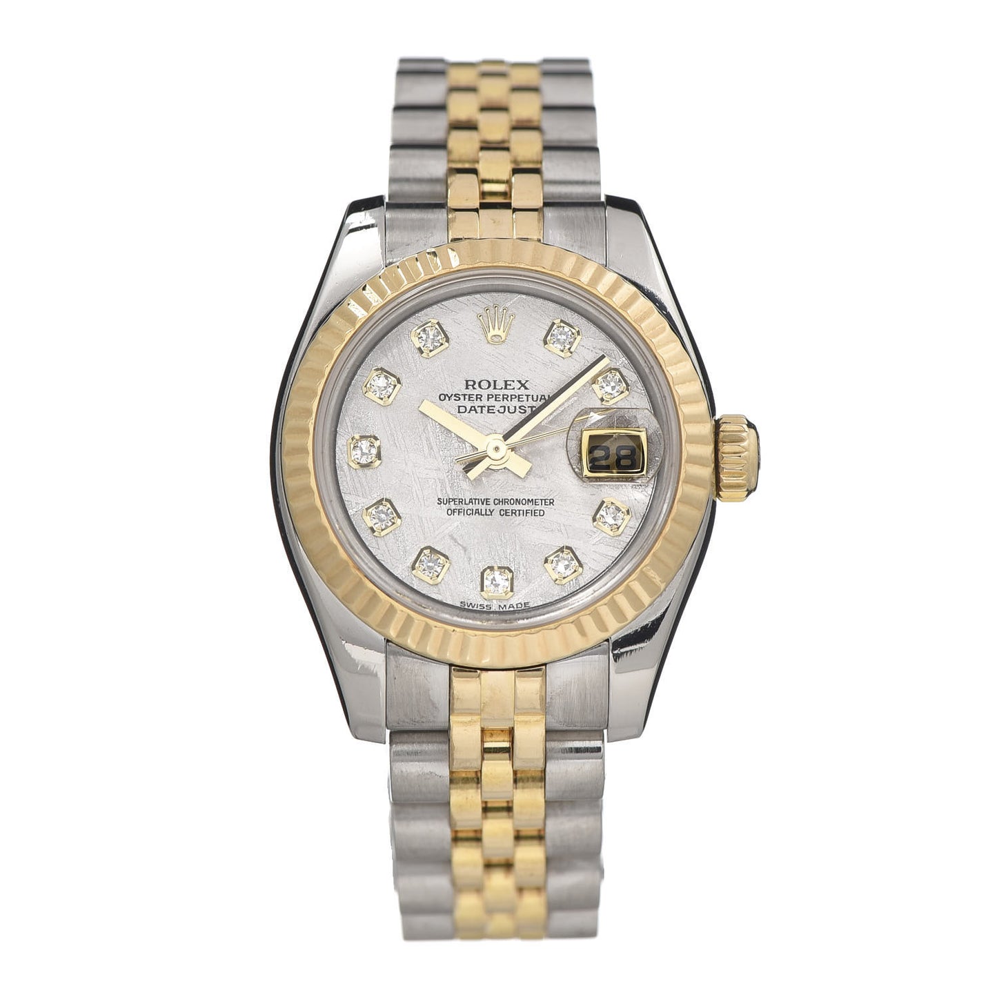Stainless Steel 18K Yellow Gold Diamond Meteorite 26mm Oyster Perpetual Datejust Watch 179173