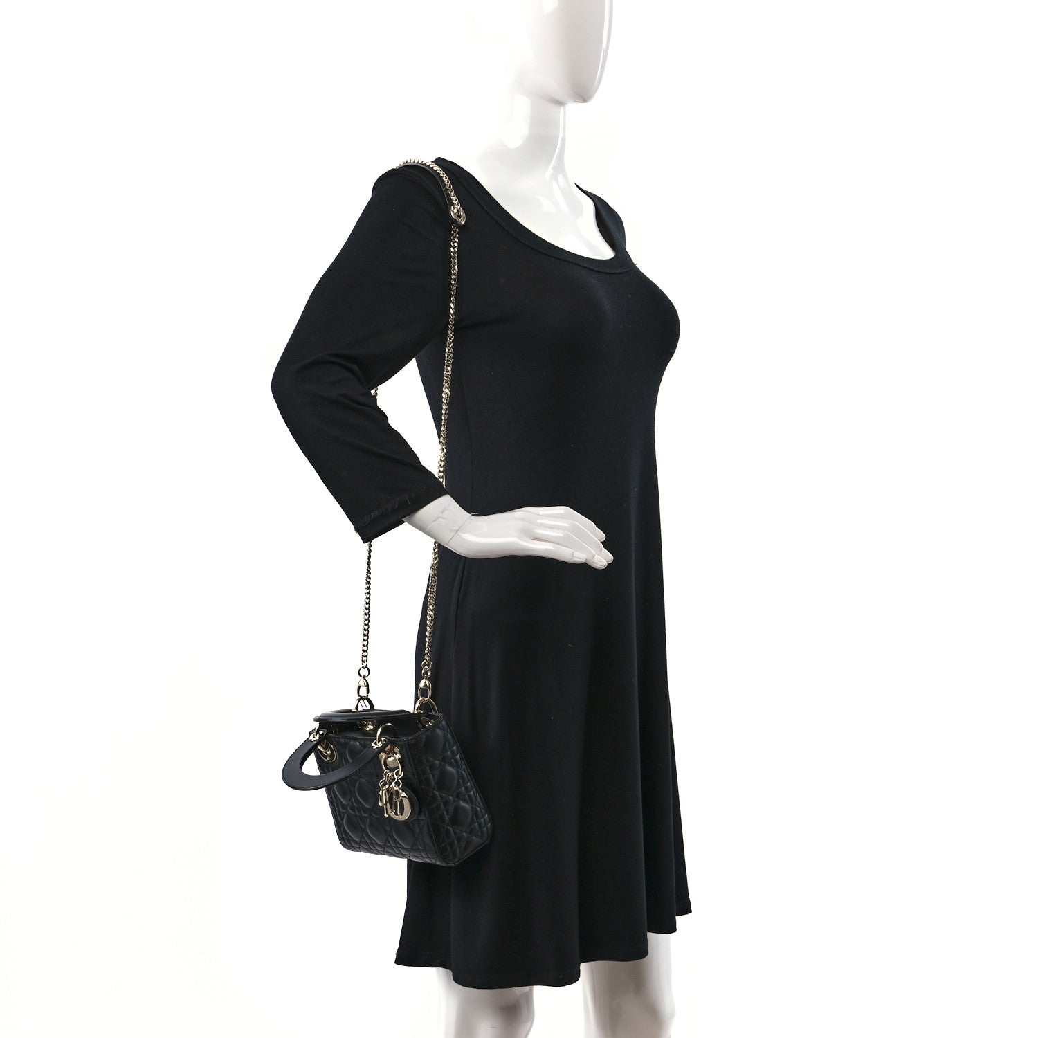 Christian Dior Lambskin Cannage Mini Lady Dior Black 2 of 8