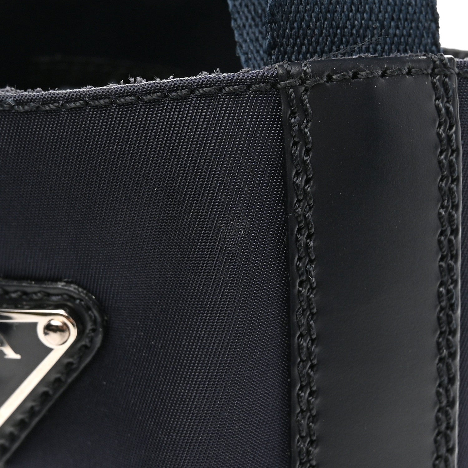 Prada Spazzolato Re-Nylon Metal Triangle Logo Womens 50mm Combat Boots 37 Blue 12 of 15