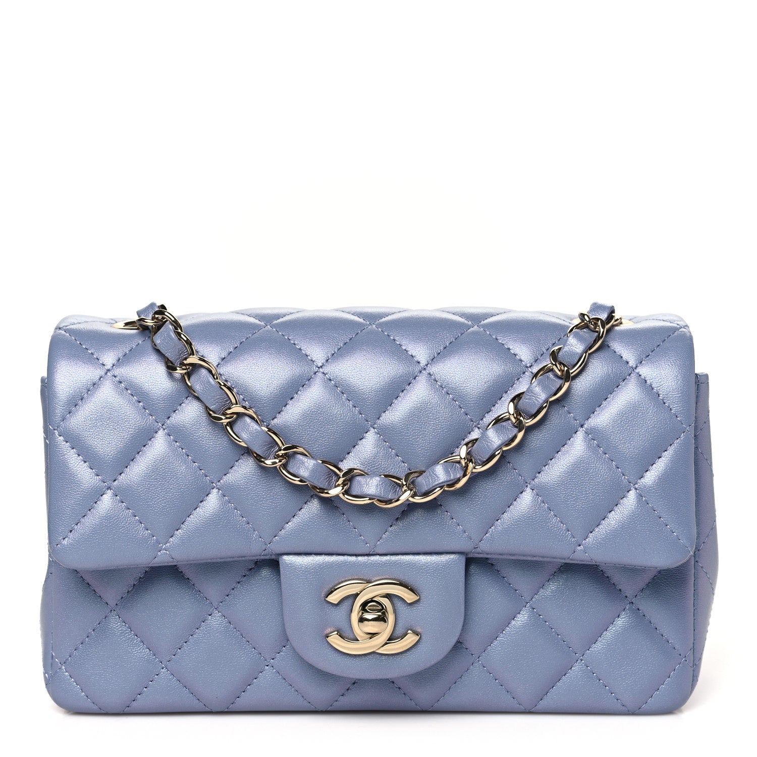 Chanel Iridescent Lambskin Quilted Mini Rectangular Flap Light Purple 1 of 10