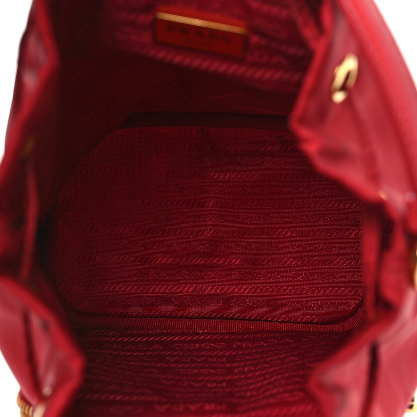 Nylon Vela Saffiano Mini Bucket Crossbody Bag Fuoco