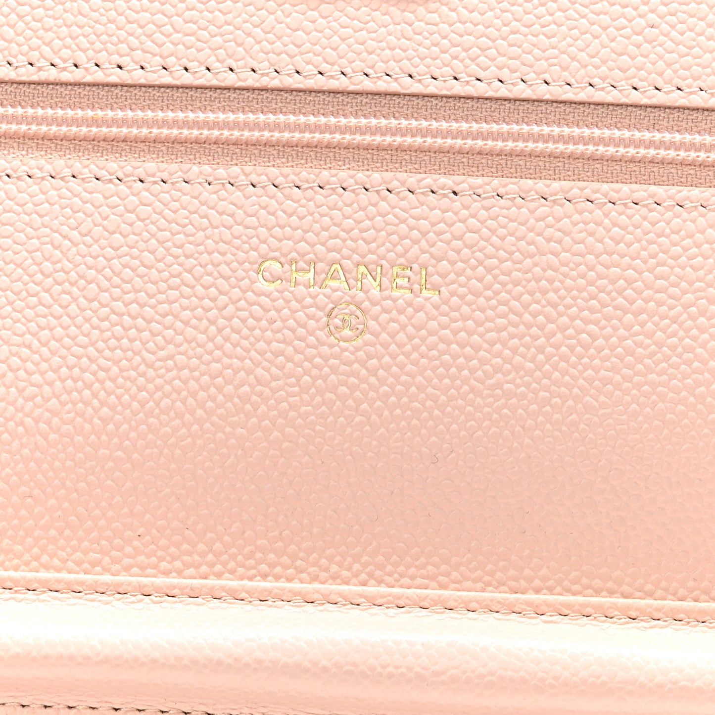 Caviar Quilted Enamel Wallet on Chain WOC Light Pink