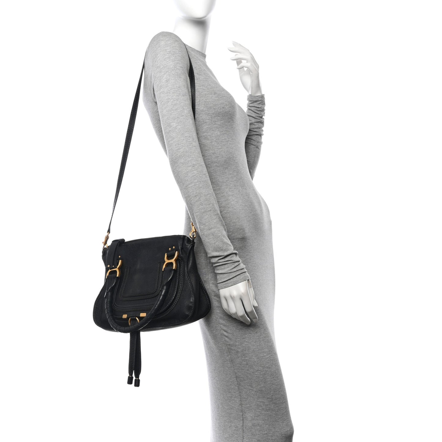 Calfskin Small Marcie Satchel Black