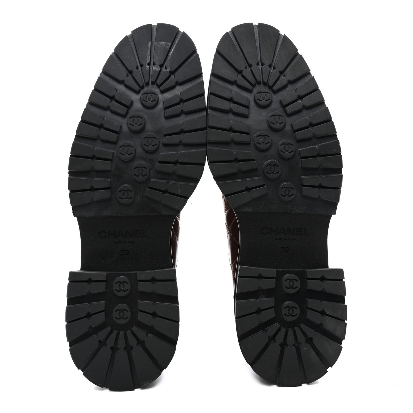 Calfskin Patent Cap Toe Quilted Short Boots 39 Brown Black