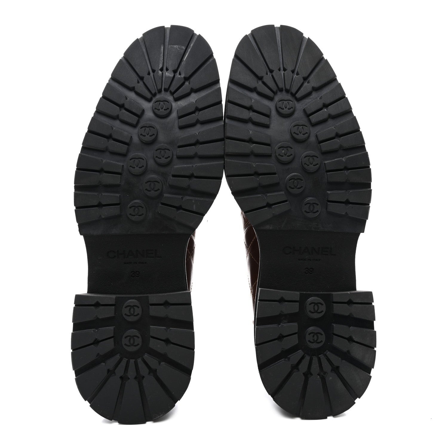 Chanel Calfskin Patent Cap Toe Quilted Short Boots 39 Brown Black 5 of 11