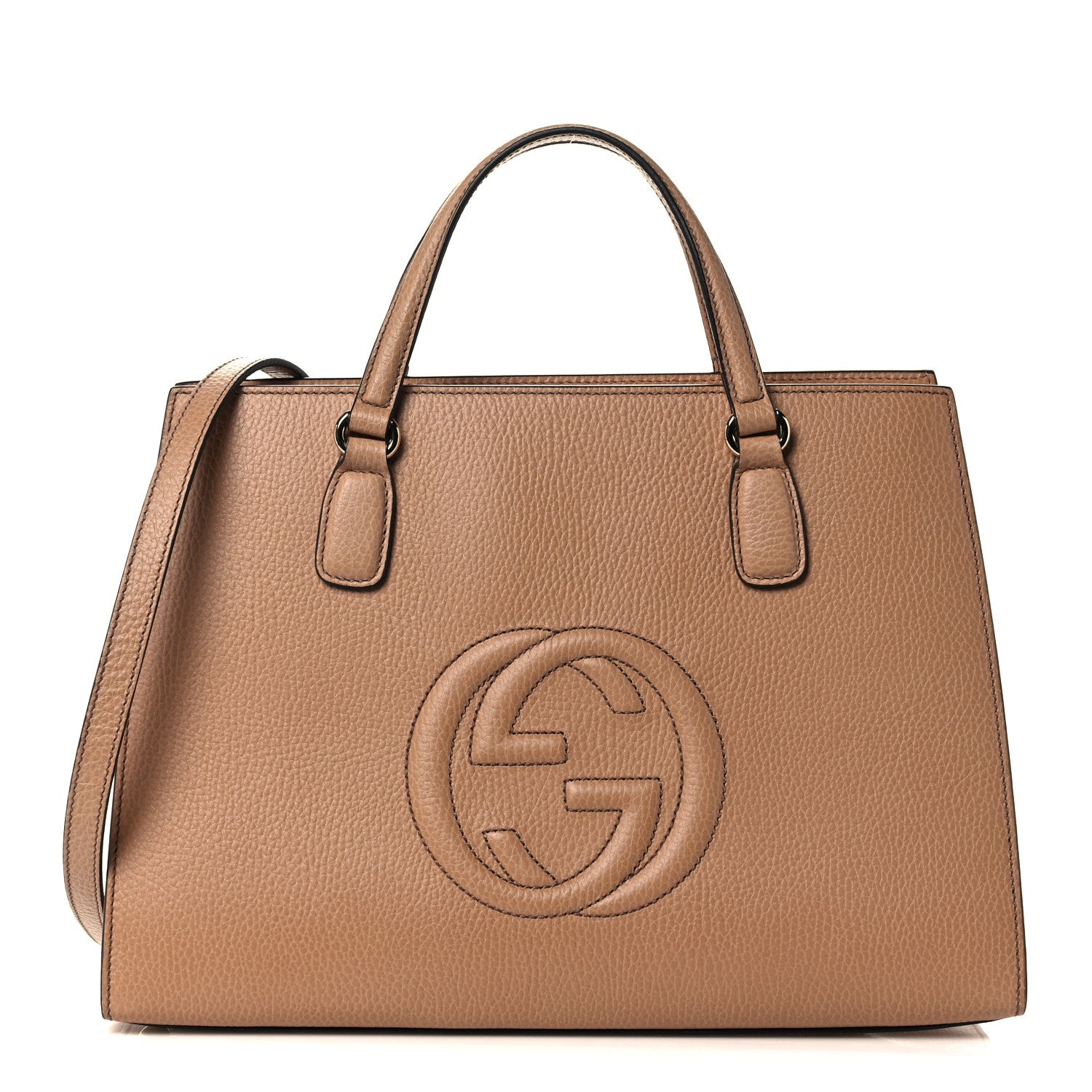 Gucci Dollar Calfskin Large Soho Top Handle Satchel Camelia