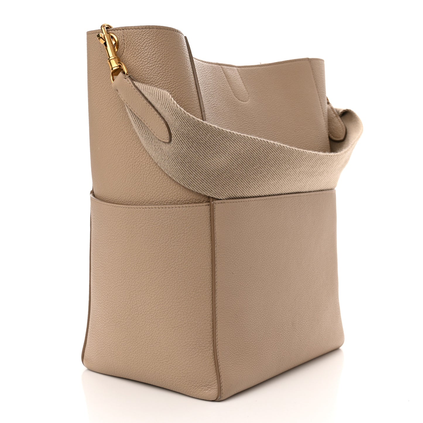 Soft Grained Calfskin Sangle Bucket Bag Dune