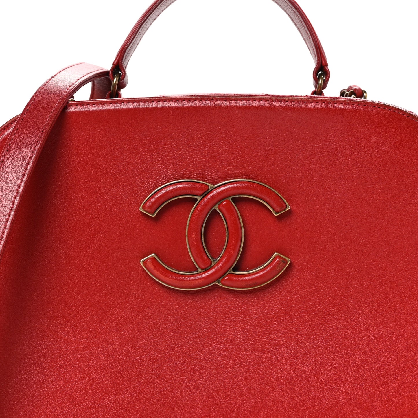 Shiny Calfskin Goatskin Quilted Small Coco Curve Vanity Red