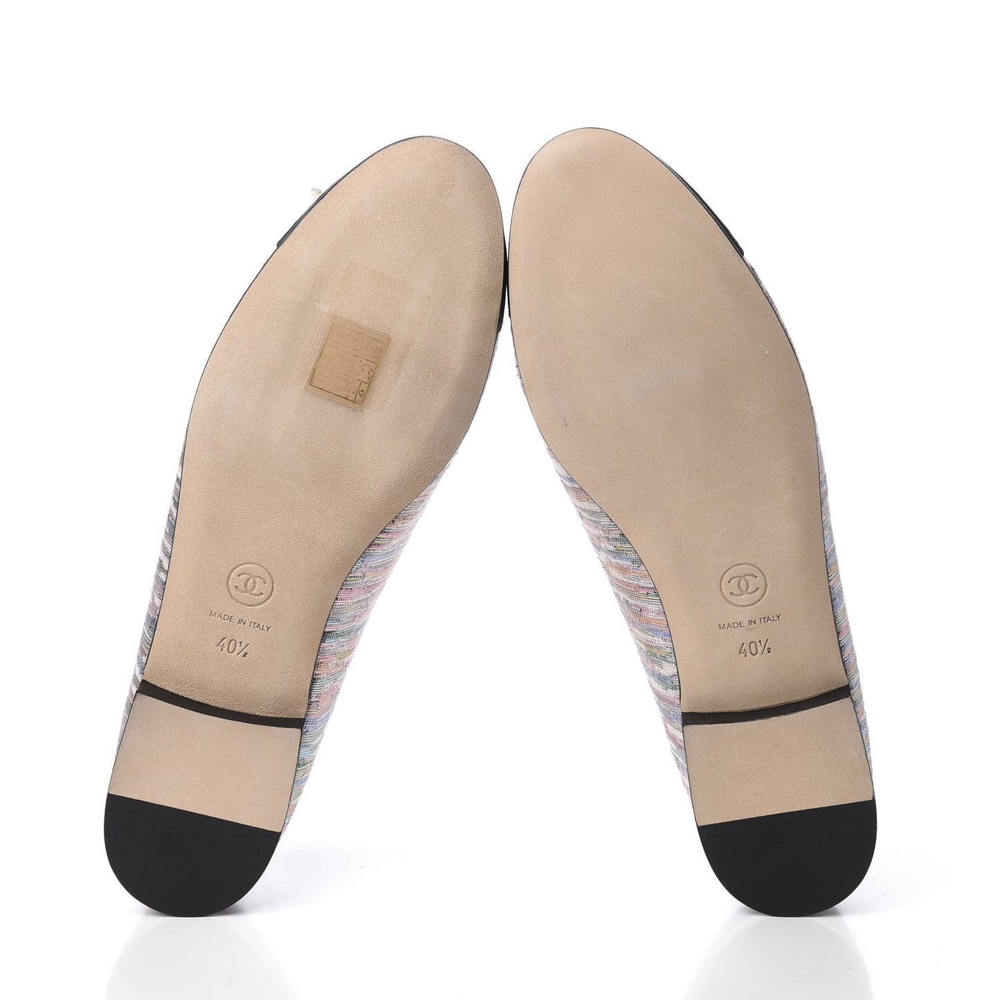 Sequin Grosgrain Cap Toe Ballerina Flats 40.5 Black Multicolor