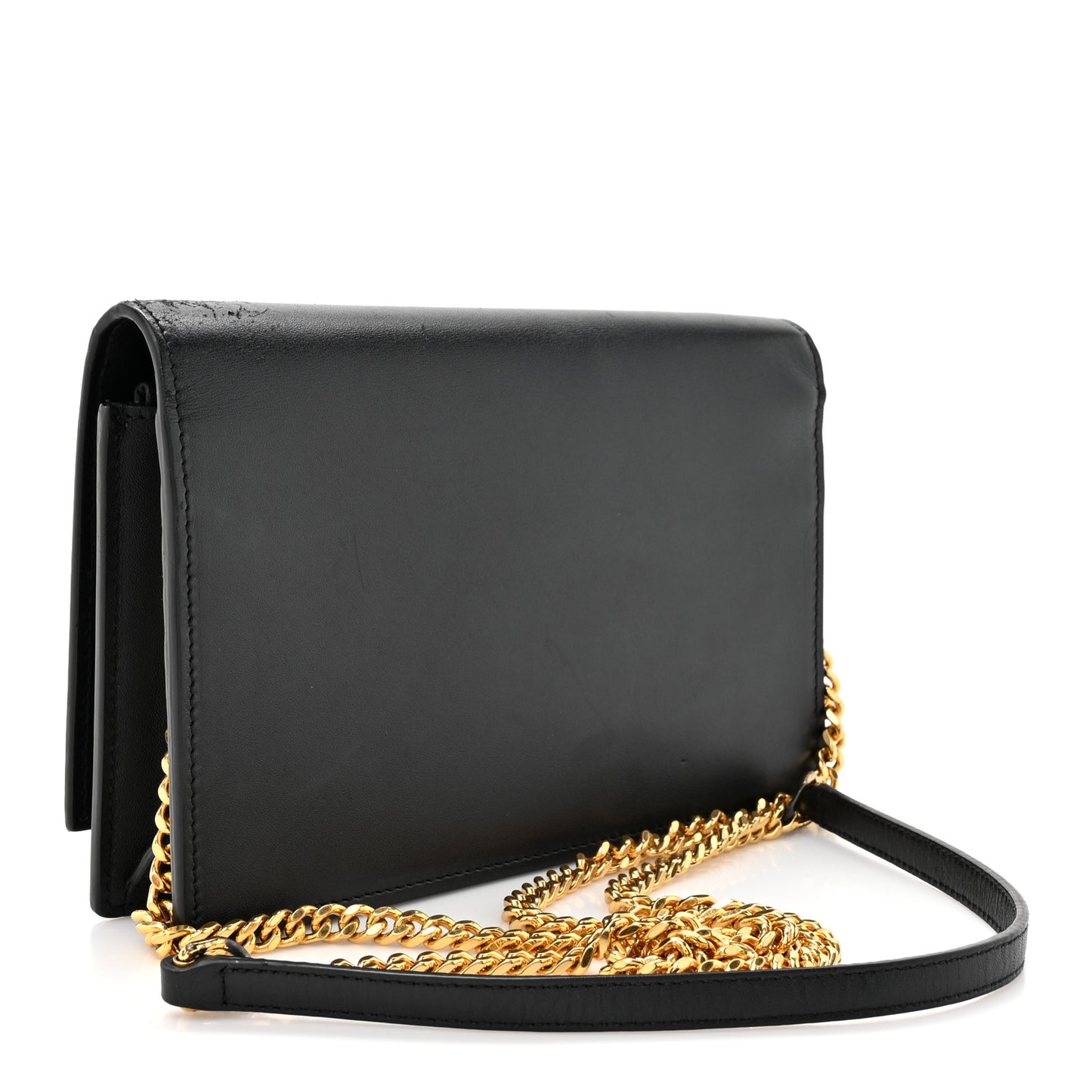Smooth Calfskin Classic Monogram Kate Tassel Chain Wallet Black