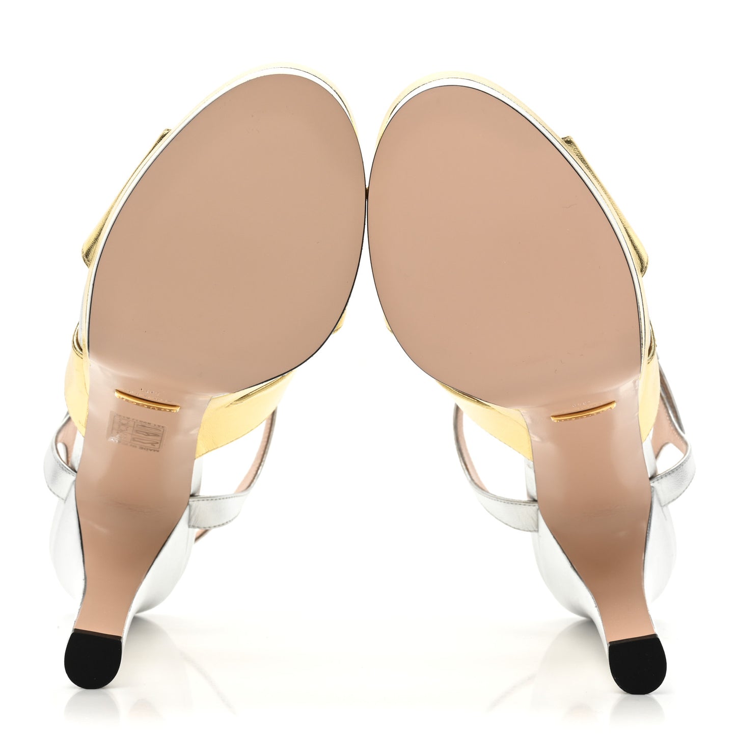 Metallic Nappa Double G 40/135mm Platform Sandals 39 Gold Silver