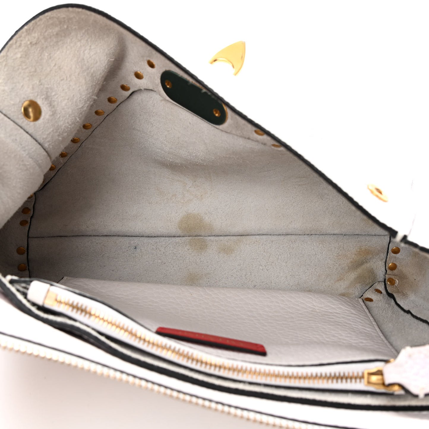 Pebbled Calfskin Medium Rockstud Hype Shoulder Bag White