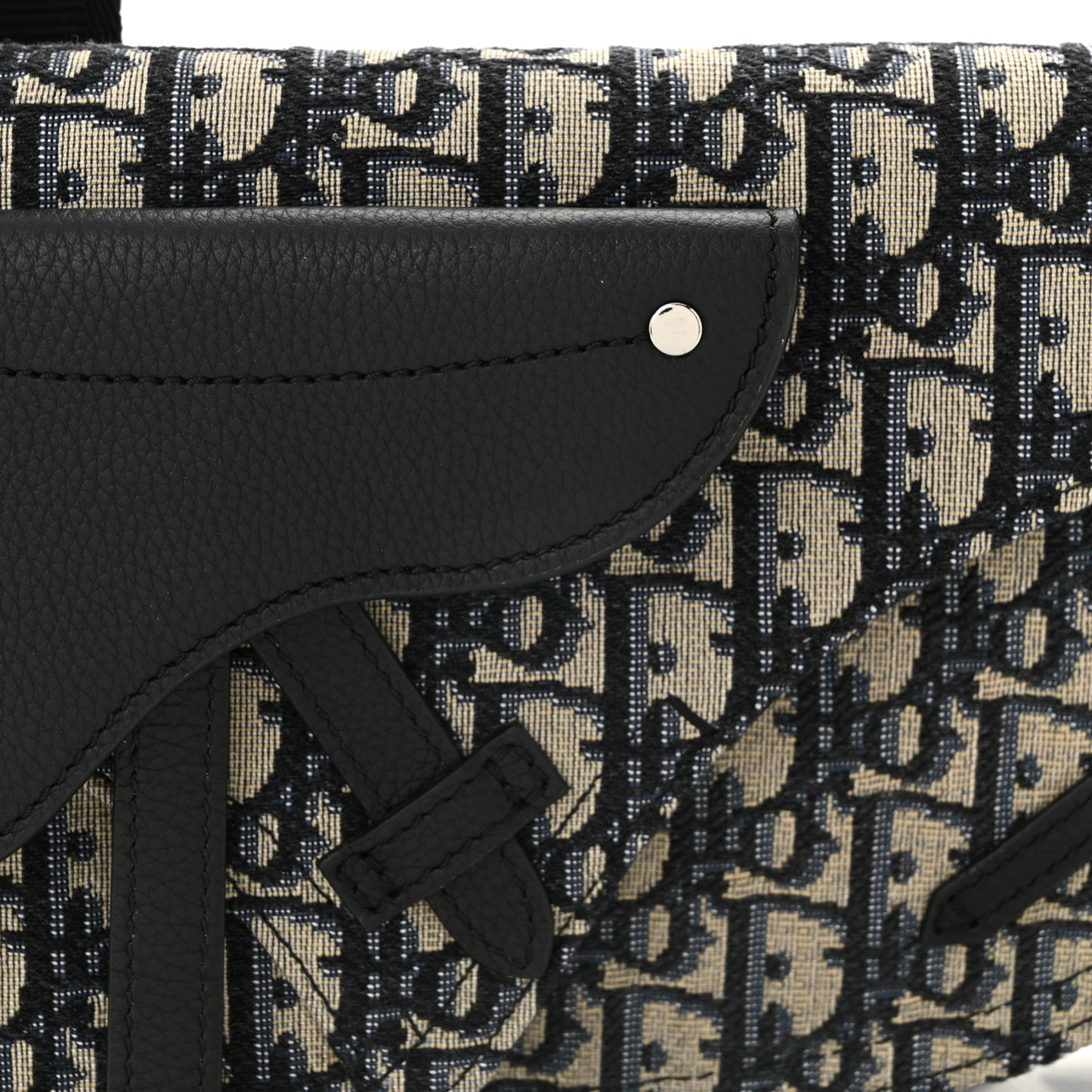 Oblique Saddle Messenger Pouch Beige Black