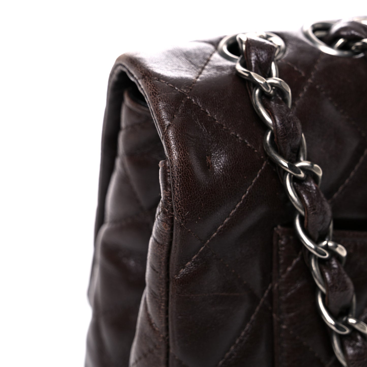 Washed Lambskin Quilted Jumbo Hybrid Reissue Flap Dark Brown