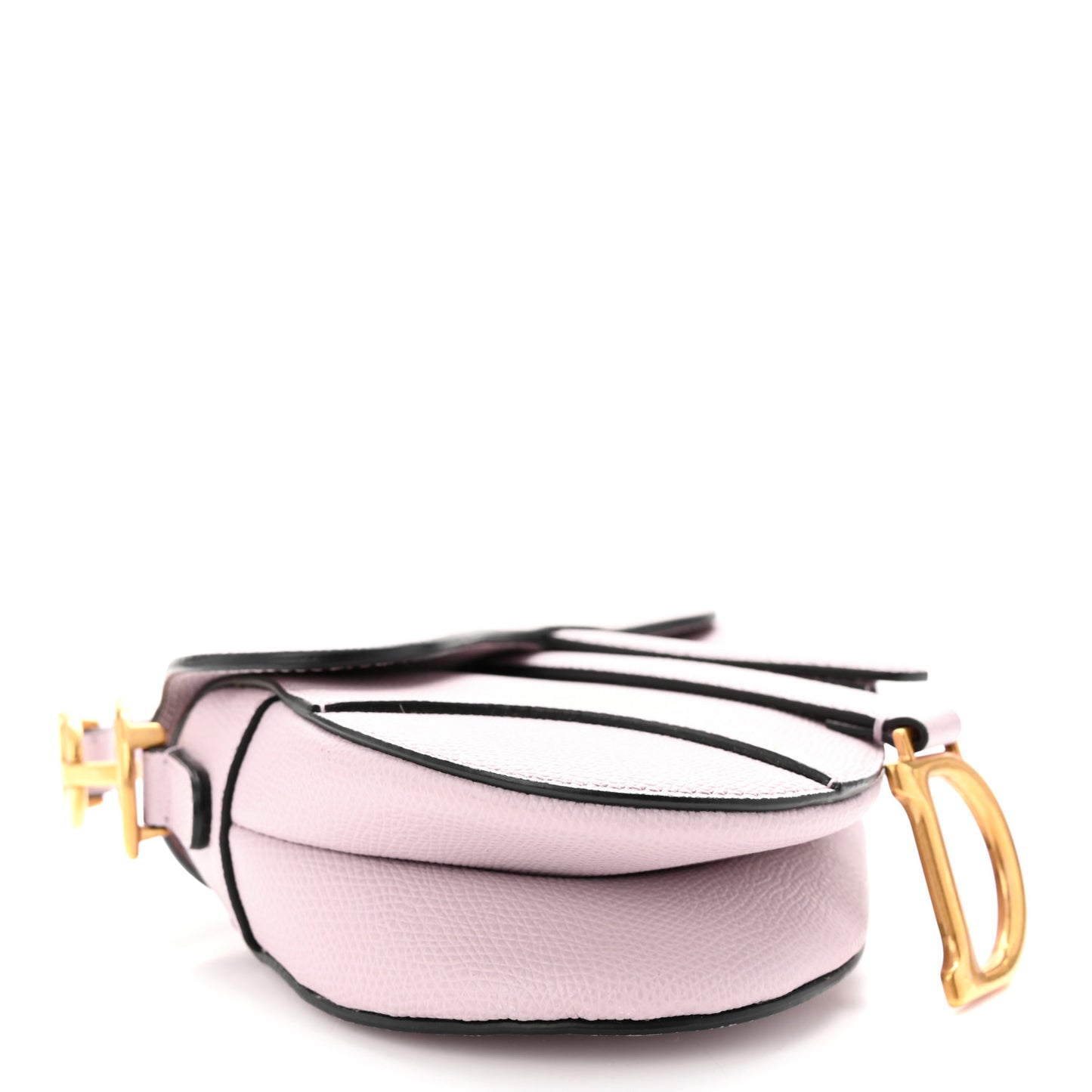 Grained Calfskin Mini Saddle Bag Light Pink