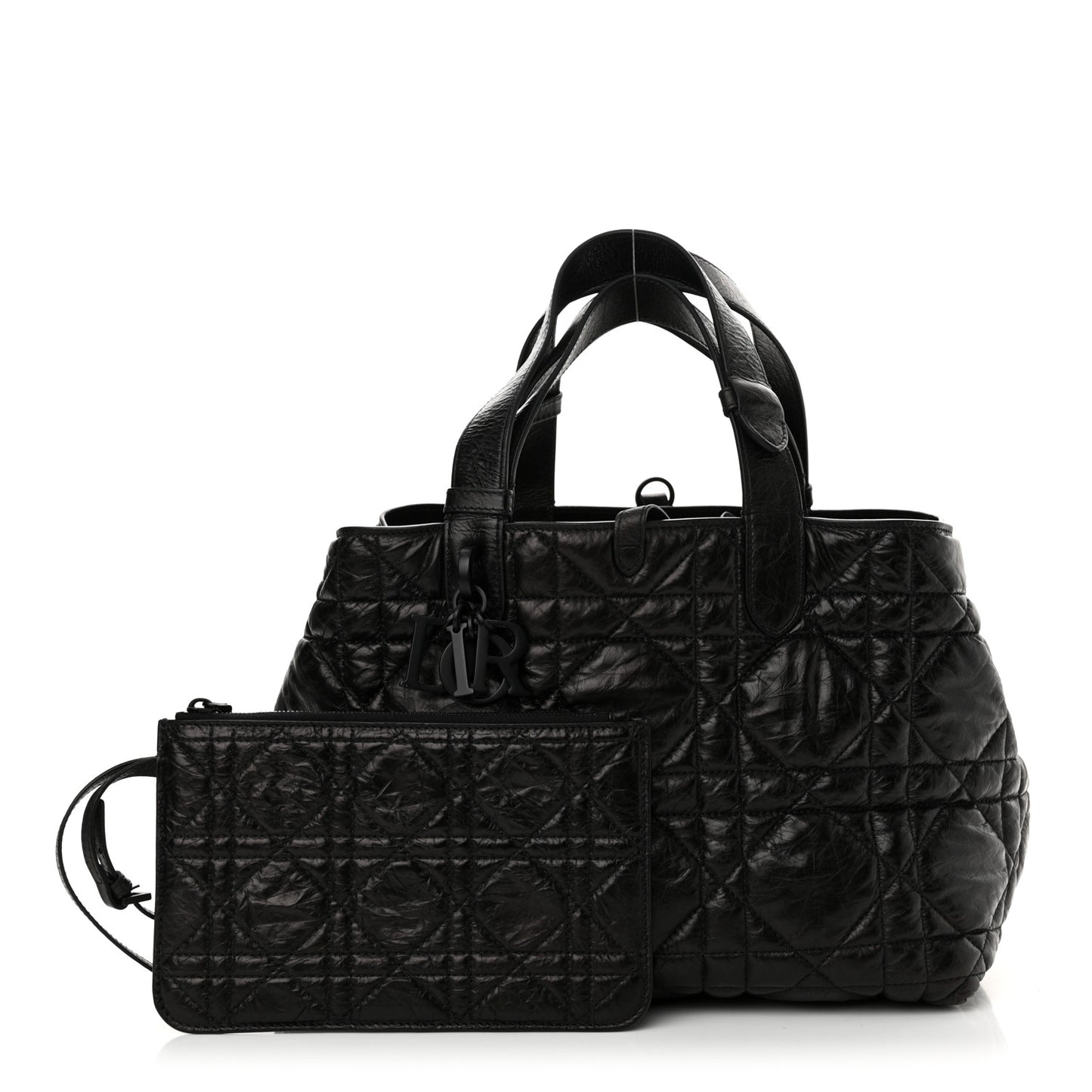 Crinkled Calfskin Macrocannage Medium Toujours Black
