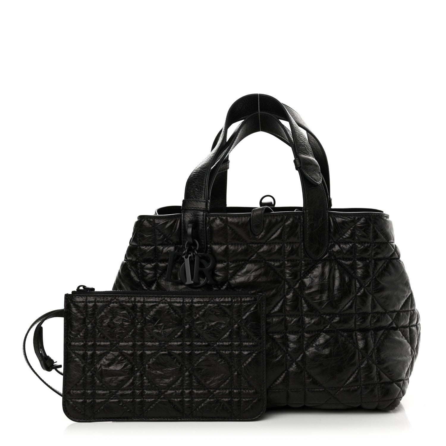 Christian Dior Crinkled Calfskin Macrocannage Medium Toujours Black 3 of 11