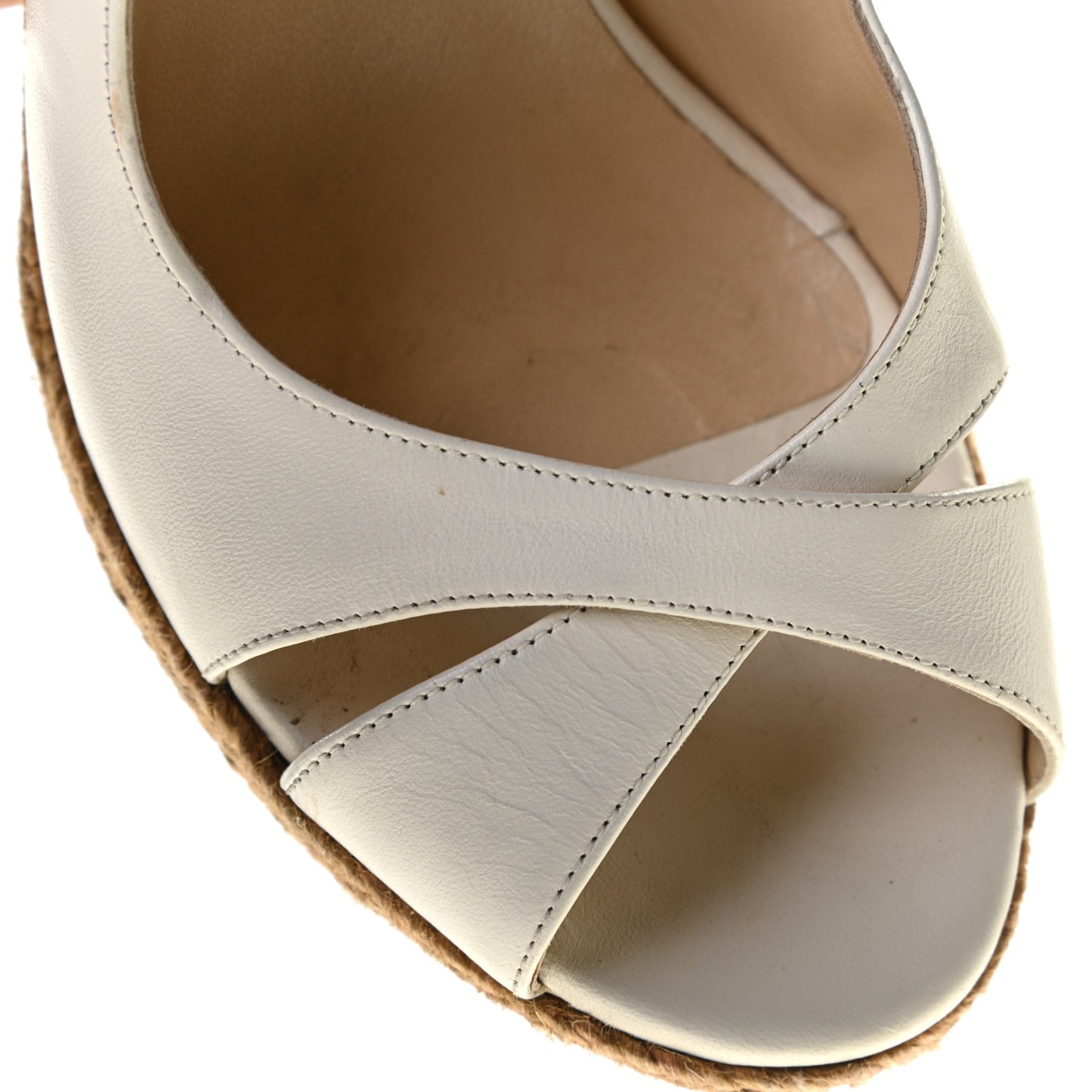 Nappa Cork Braided Amely 105 Wedge Sandals 40 Chalk