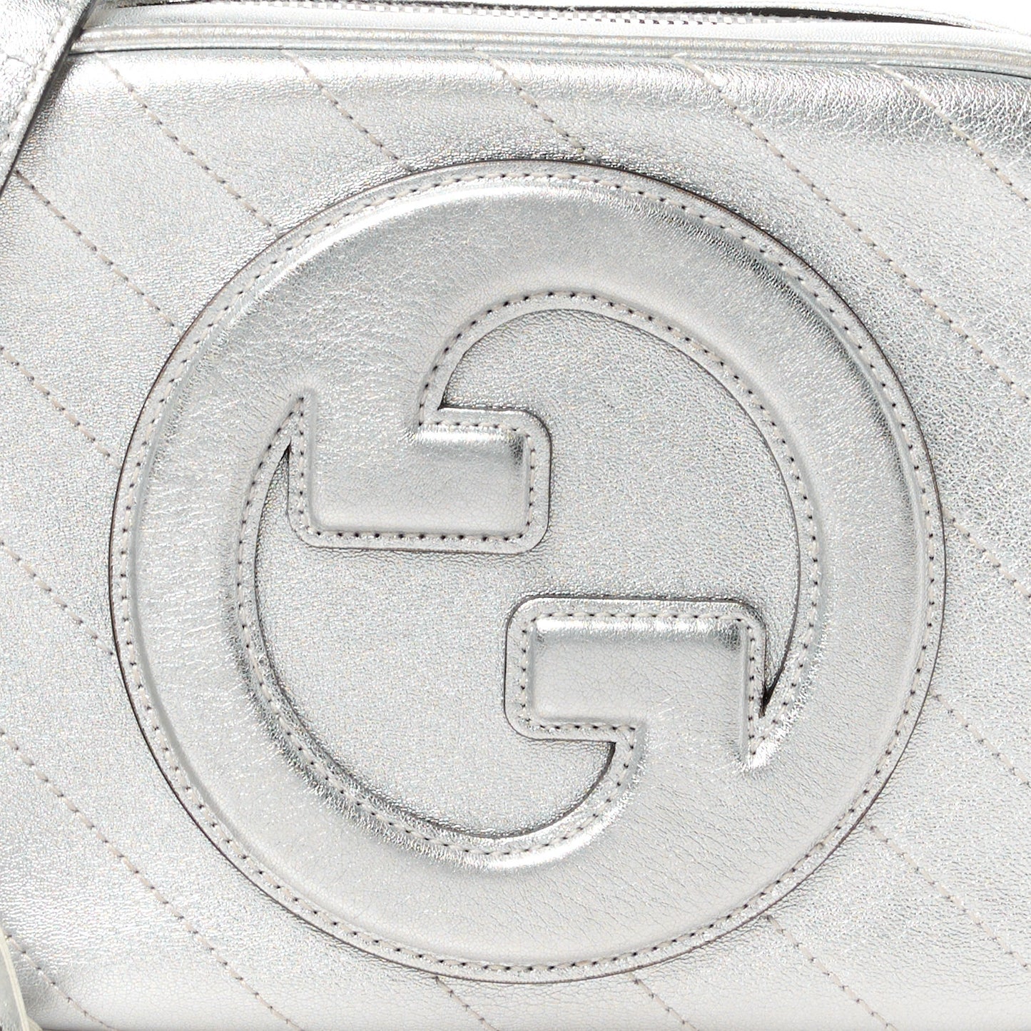 Metallic Sakai Be Green Calfskin Diagonal Stitched Small Blondie Shoulder Bag Silver