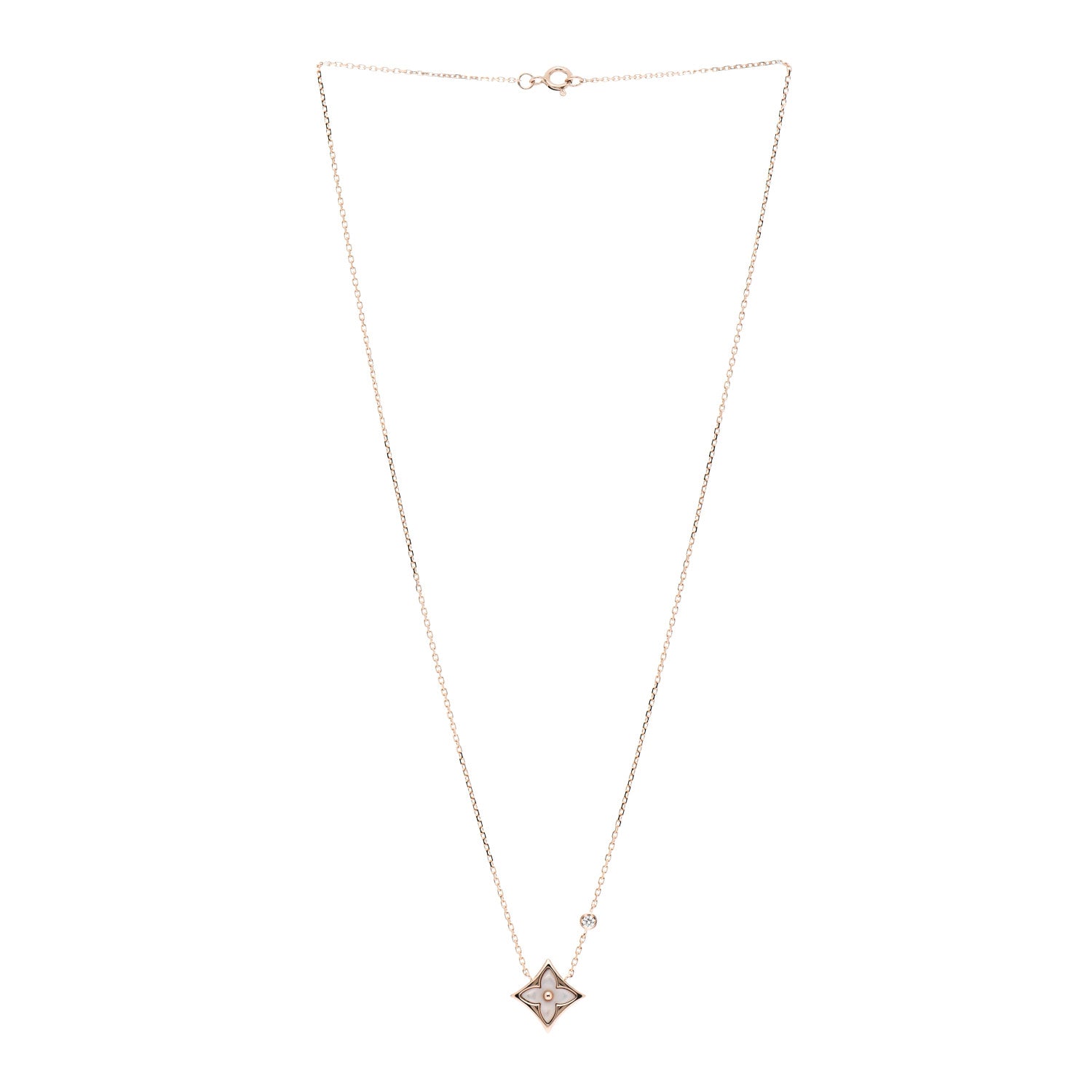 Louis Vuitton 18K Pink Gold Diamond Pink Mother of Pearl Color Blossom BB Star Pendant Necklace 3 of 6