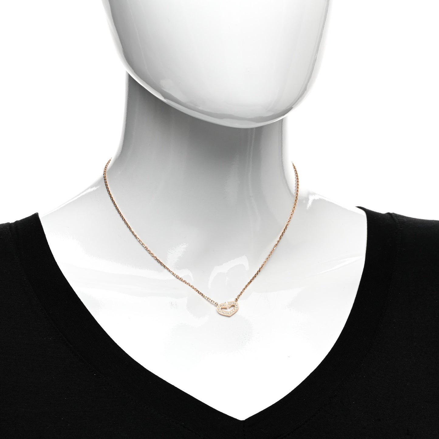 18K Pink Gold Diamond Hearts And Symbols Pendant Necklace