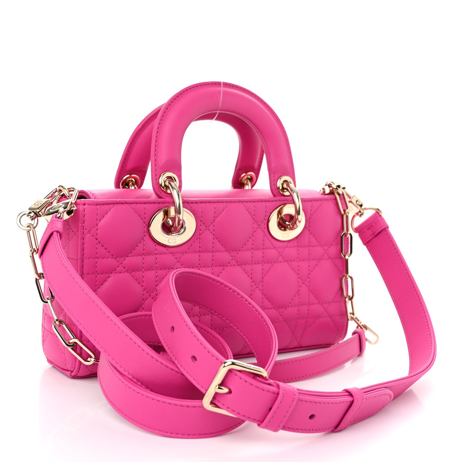 Christian Dior Lambskin Cannage Small Lady D-Joy Fuchsia 3 of 10