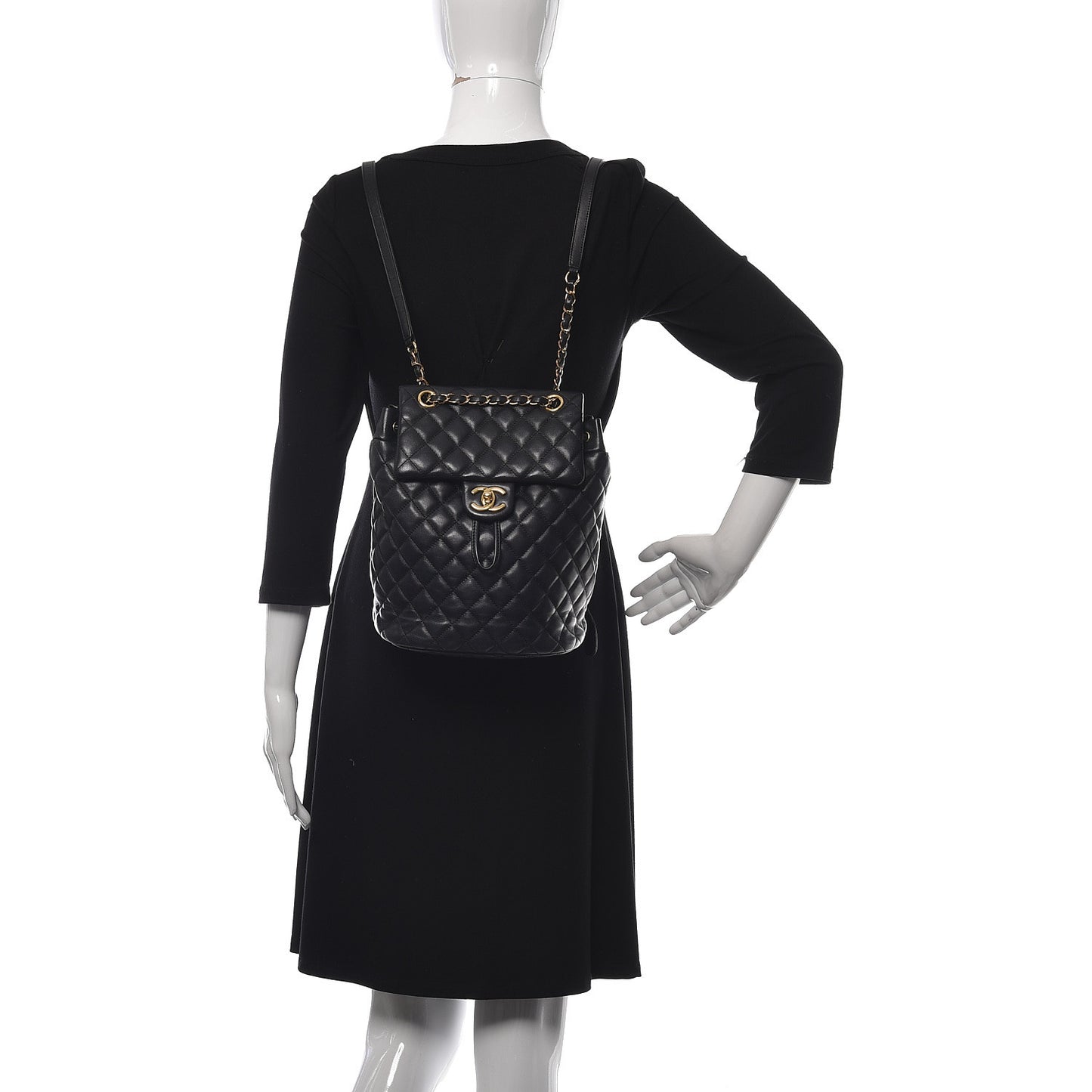 Lambskin Quilted Small Urban Spirit Backpack Black